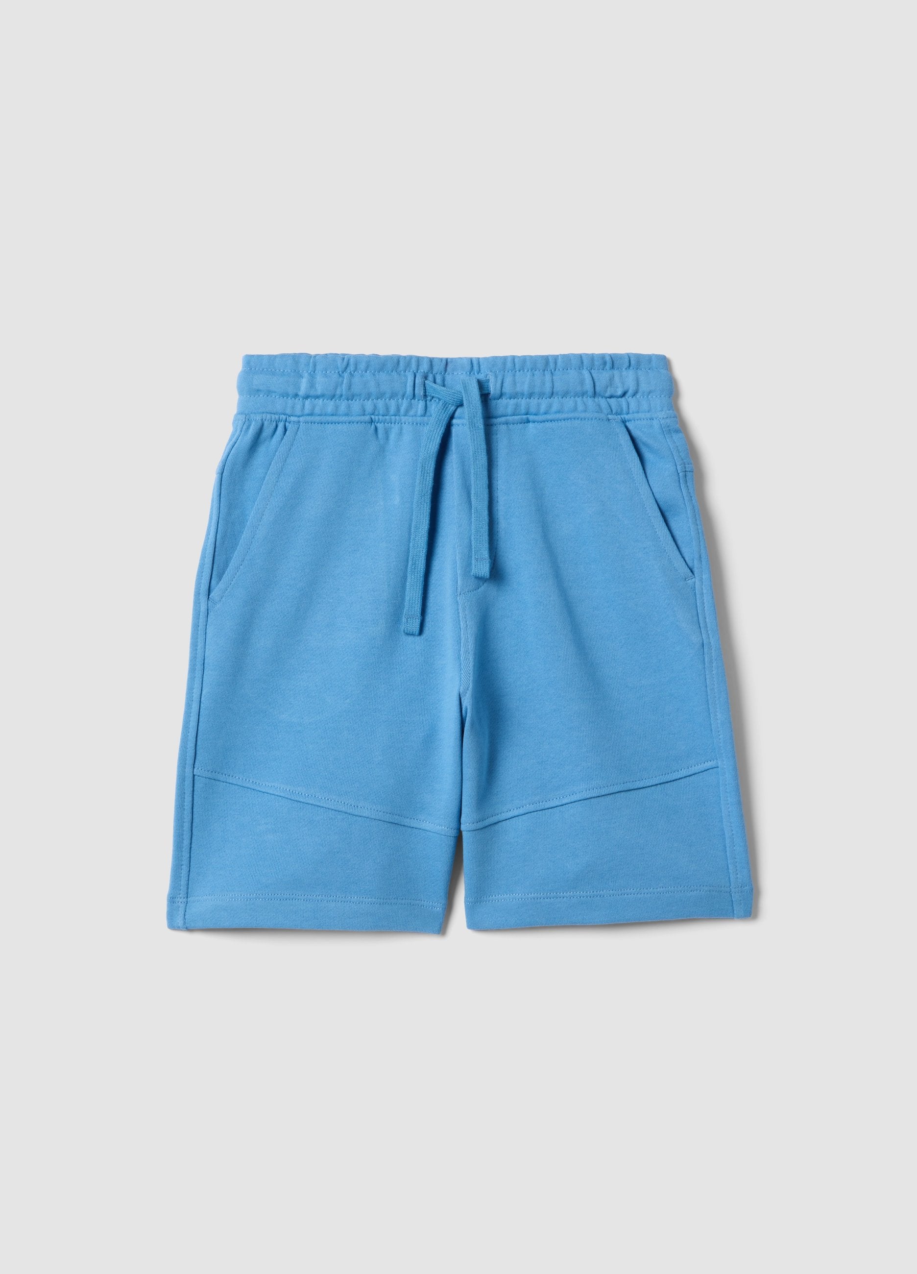 Shorts In Puro Cotone Azzurri Da Bambino Regular Fit
