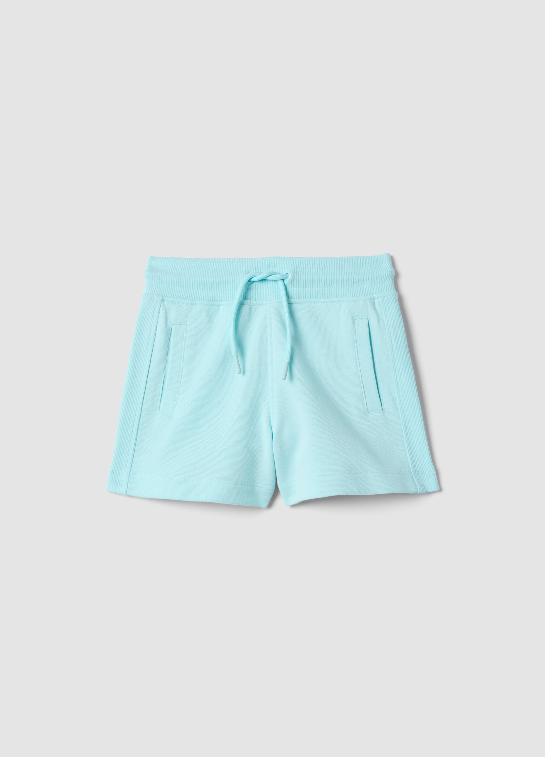 Shorts In Puro Cotone Azzurro Da Bambina Regular Fit