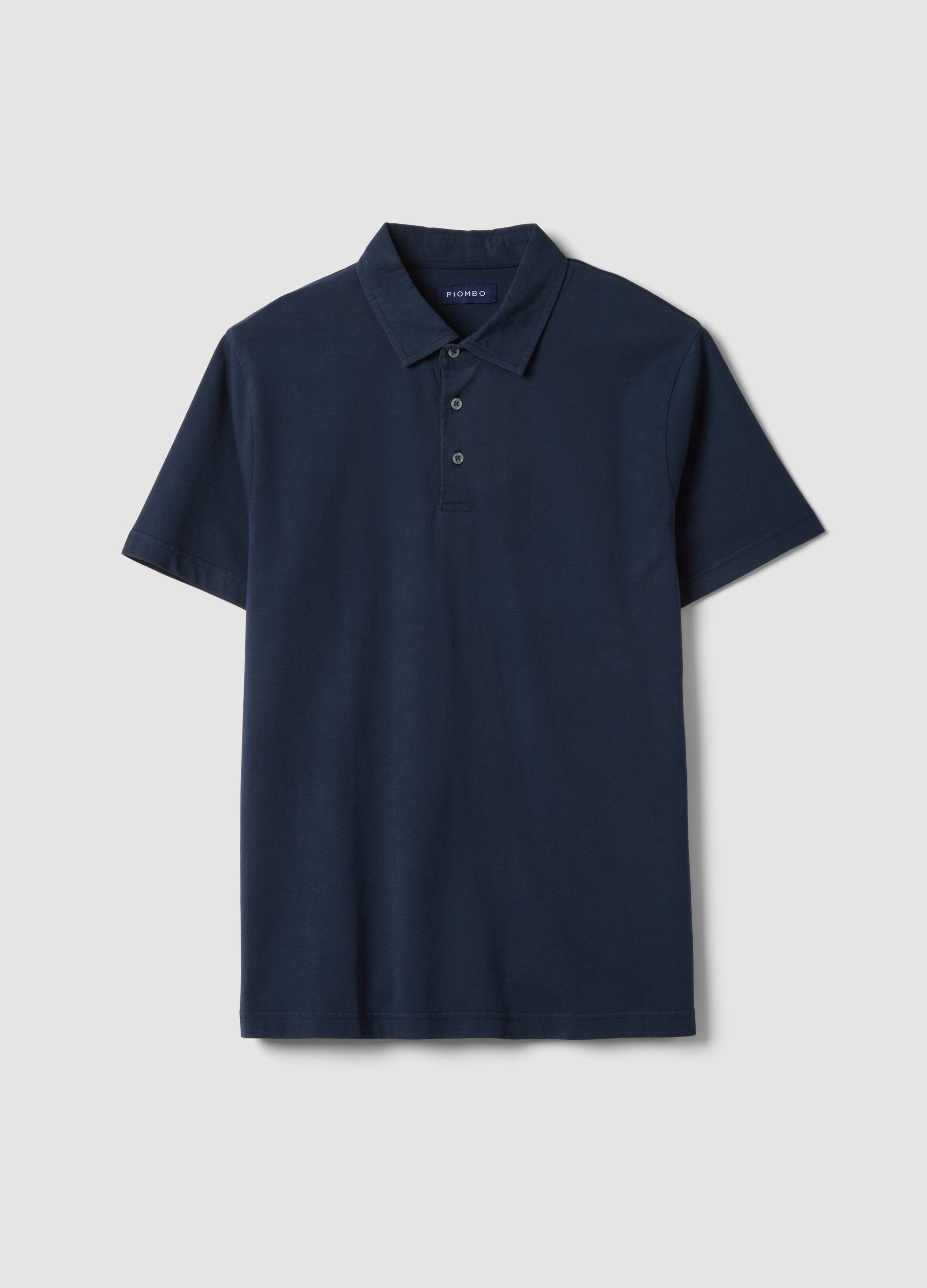 Polo Blu A Maniche Corte In Puro Cotone Regular Fit