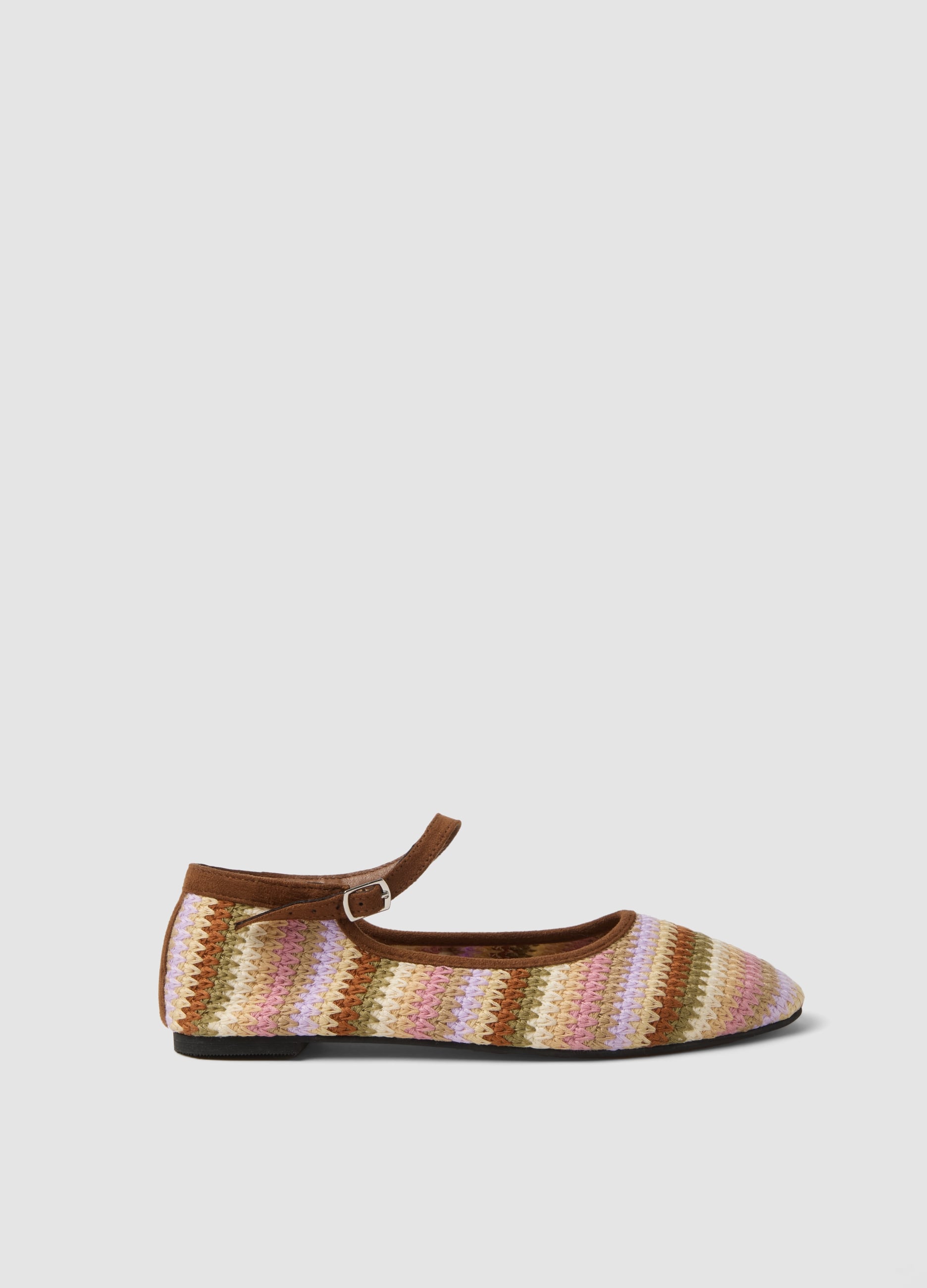 Ballerine A Righe Multicolor Con Cinturino