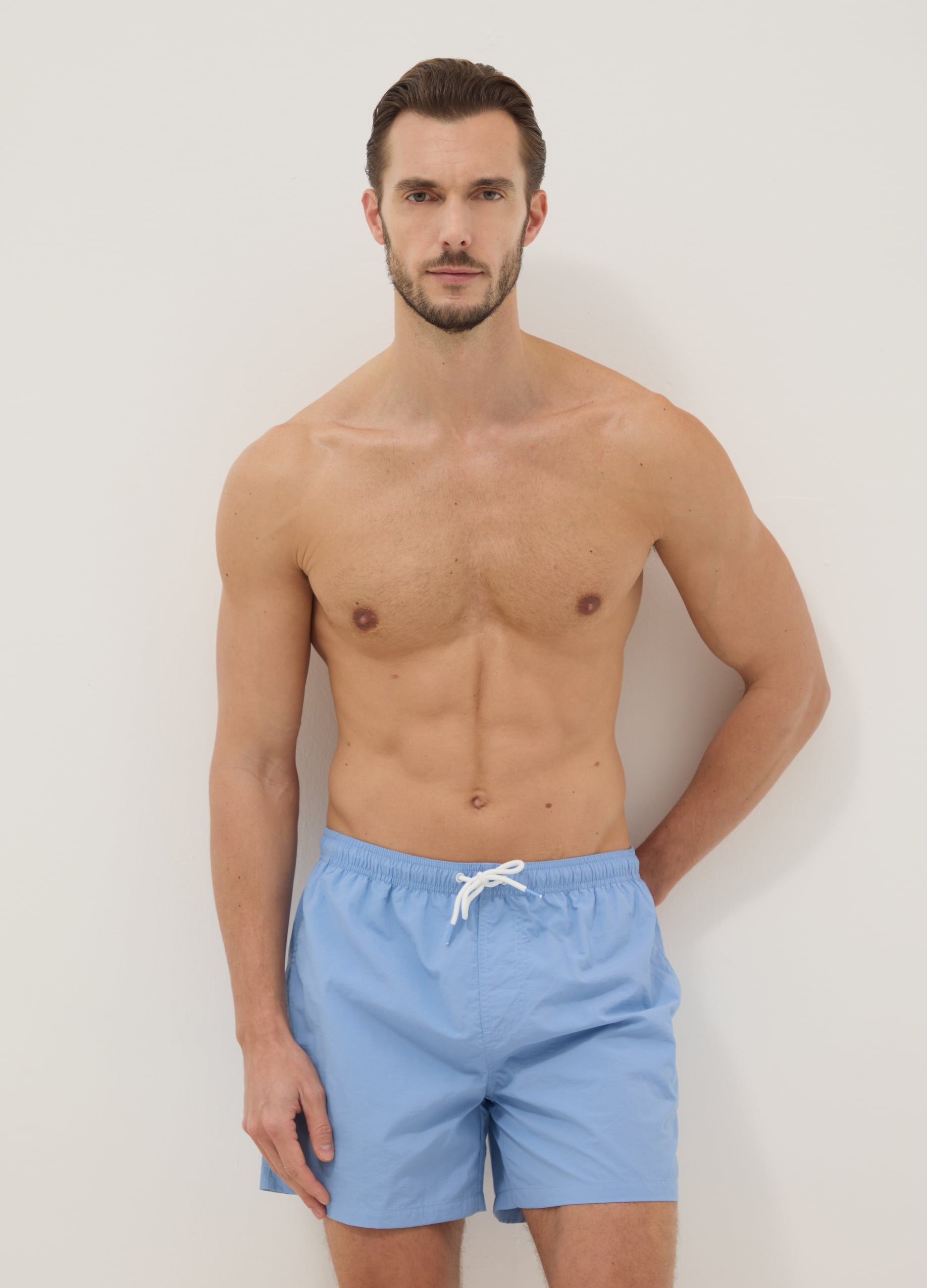 Boxer Da Mare Azzurri Con Elastico In Vita