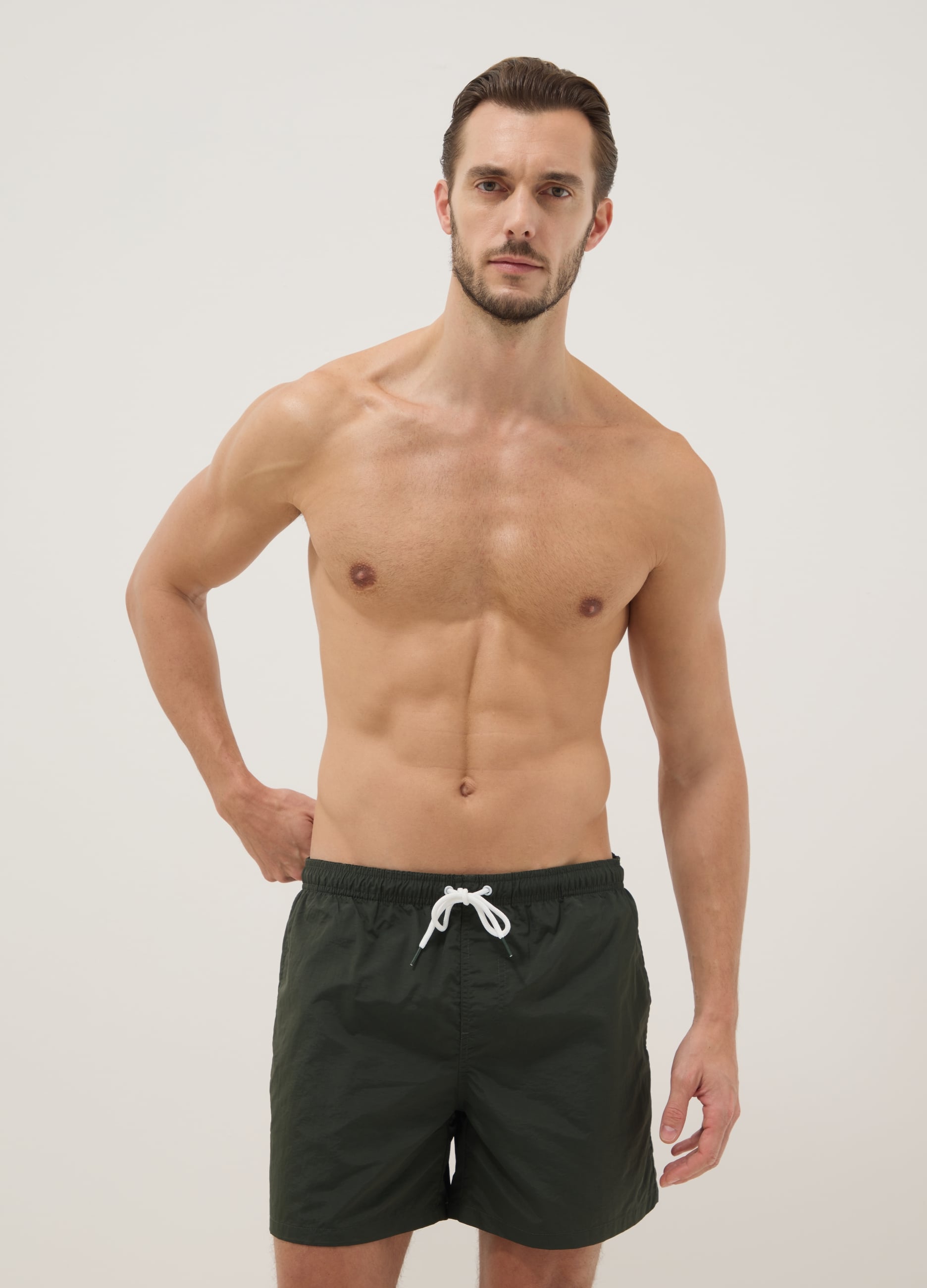 Boxer Da Mare Verdi Regular Fit Con Coulisse