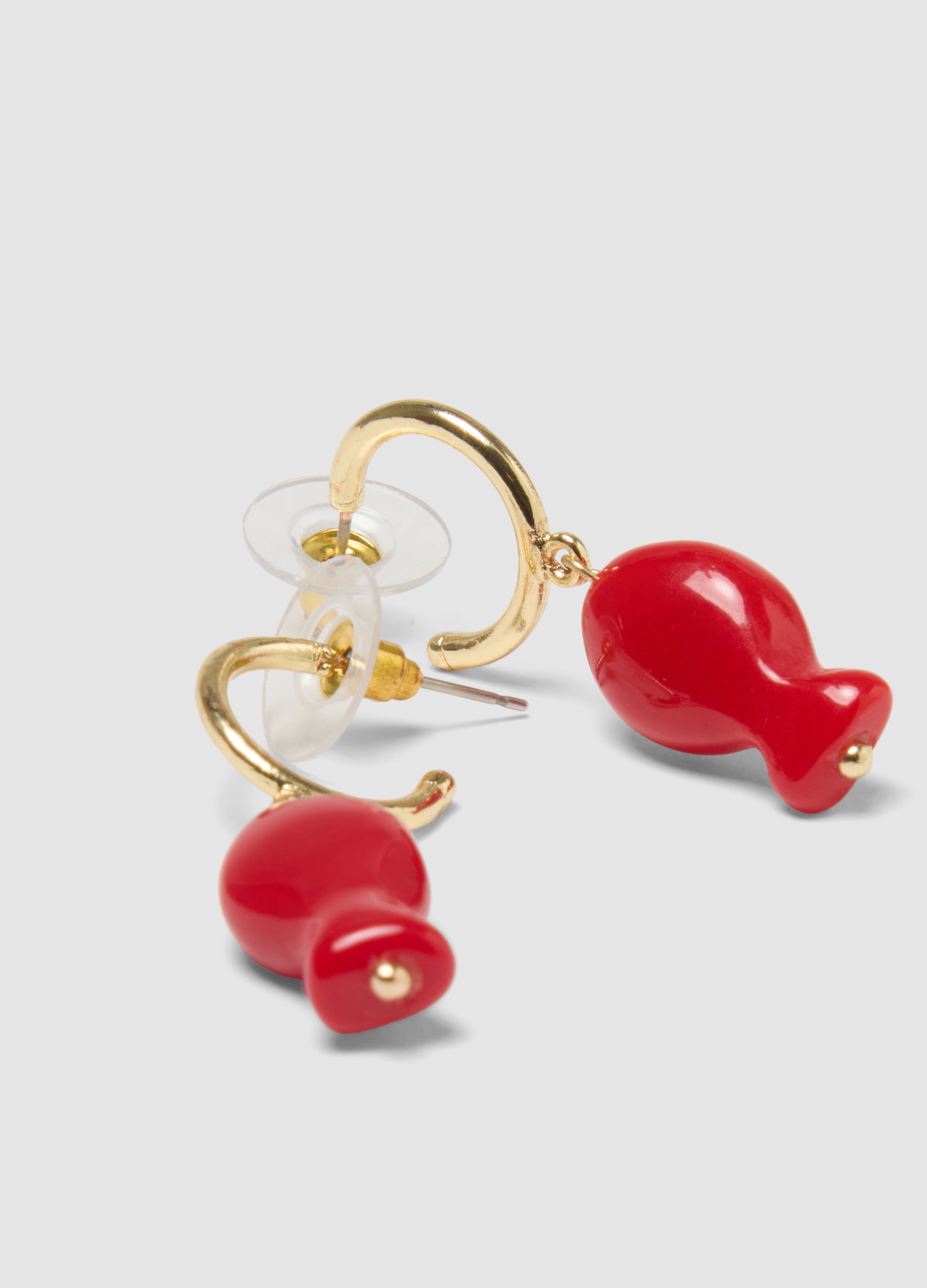 Orecchini Con Pendente In Resina Rossa A Forma Di Pesce