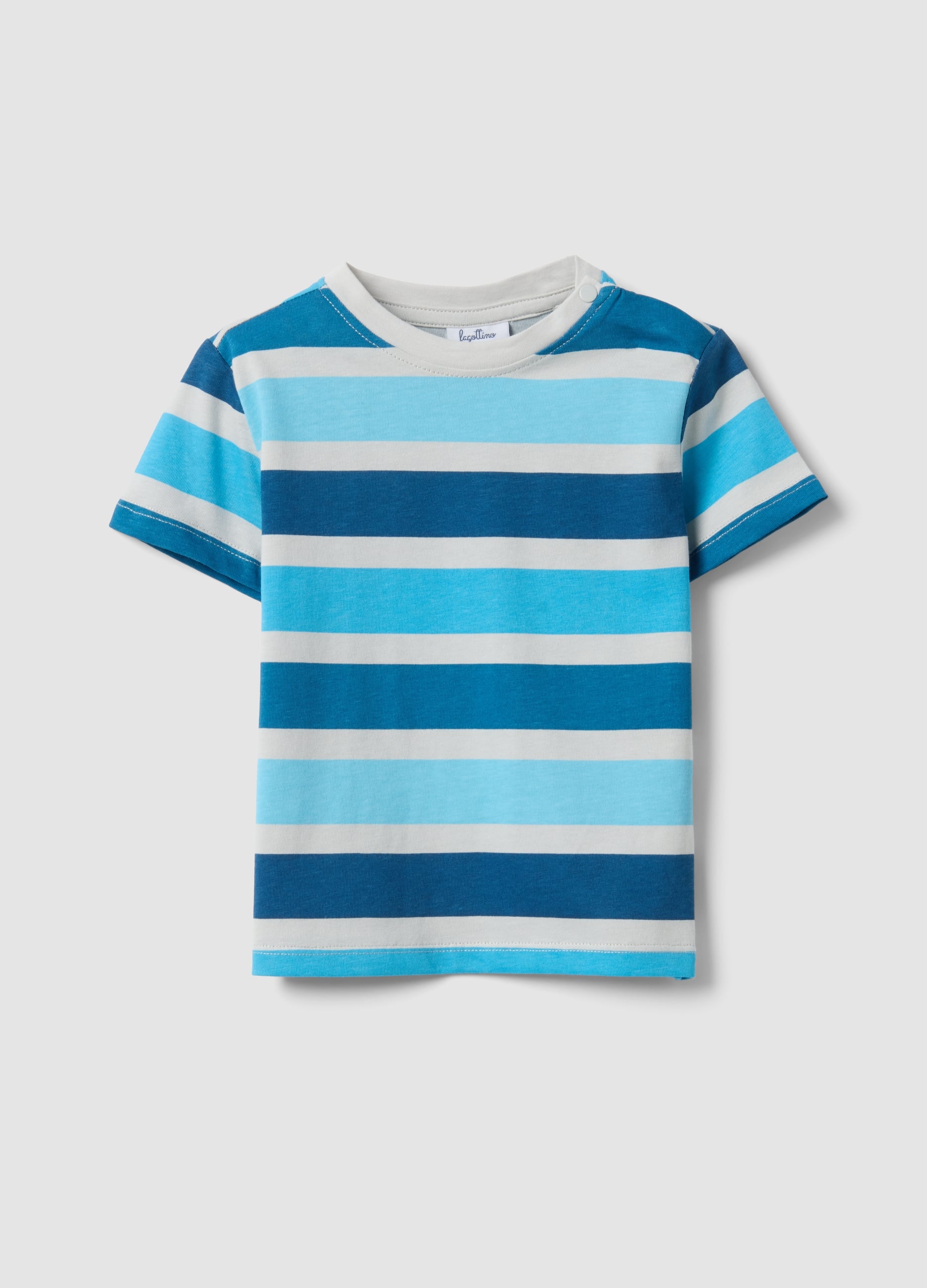 T-shirt In Puro Cotone A Righe Multicolor Da Bimbo Regular Fit