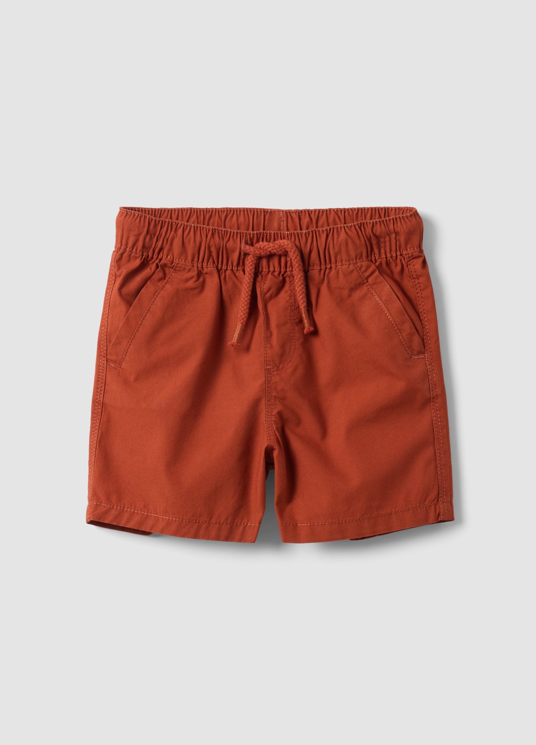Shorts In Puro Cotone Arancione Da Bimbo Regular Fit Con Coulisse