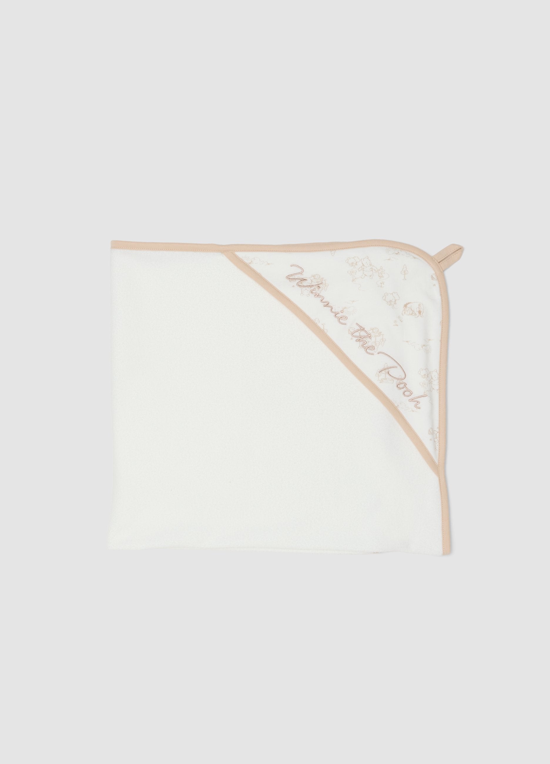 Accappatoio In Misto Cotone Biologico Bianco Da Neonato Winnie-the-pooh