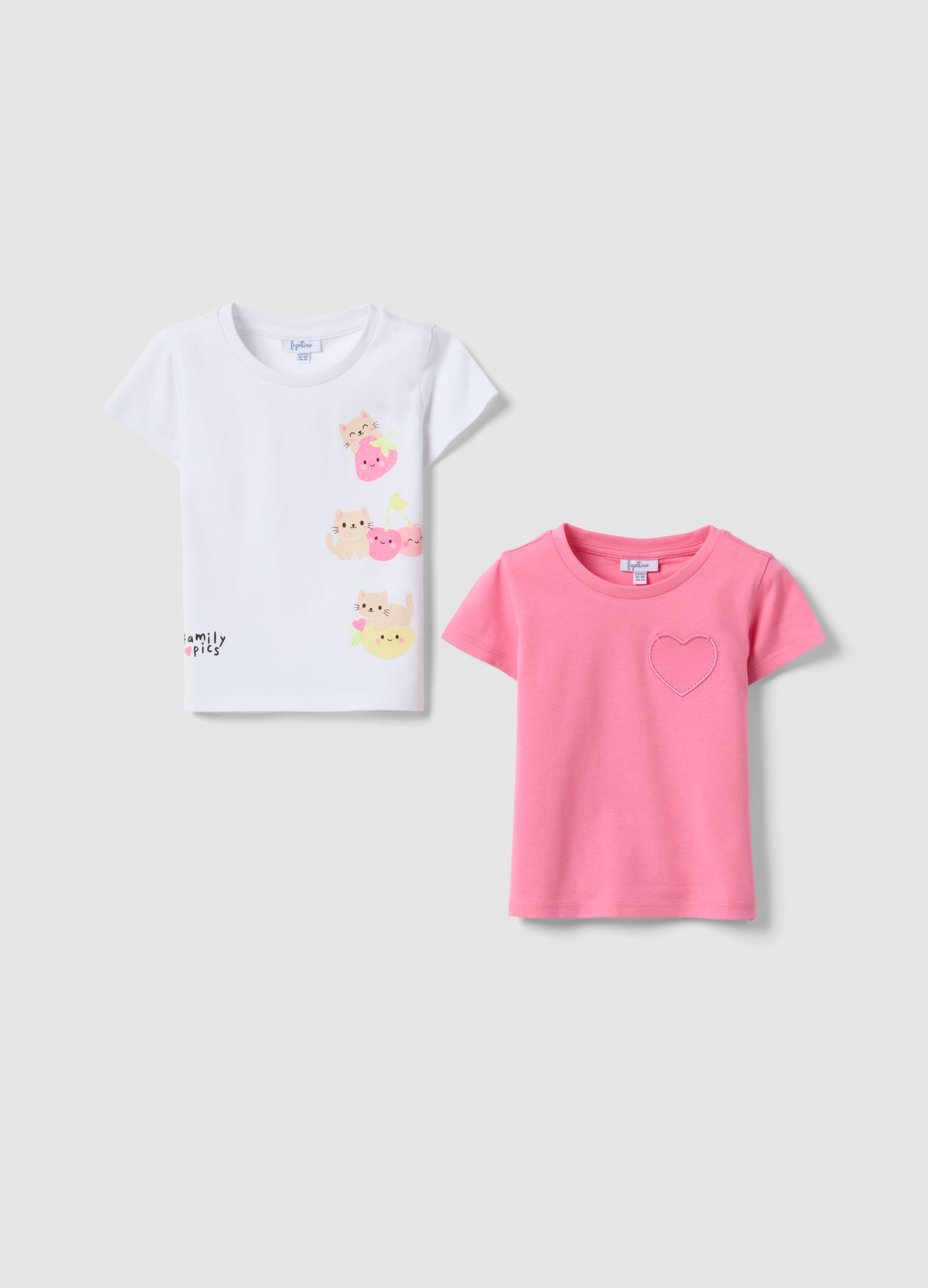 Bipack Di T-shirt In Puro Cotone Multicolor Per Bimba