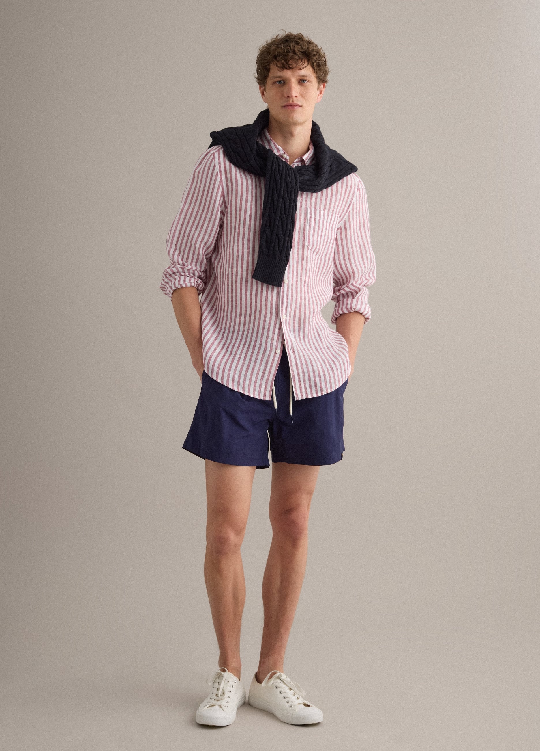 Boxer Da Mare Blu Con Vita Elasticizzata E Coulisse