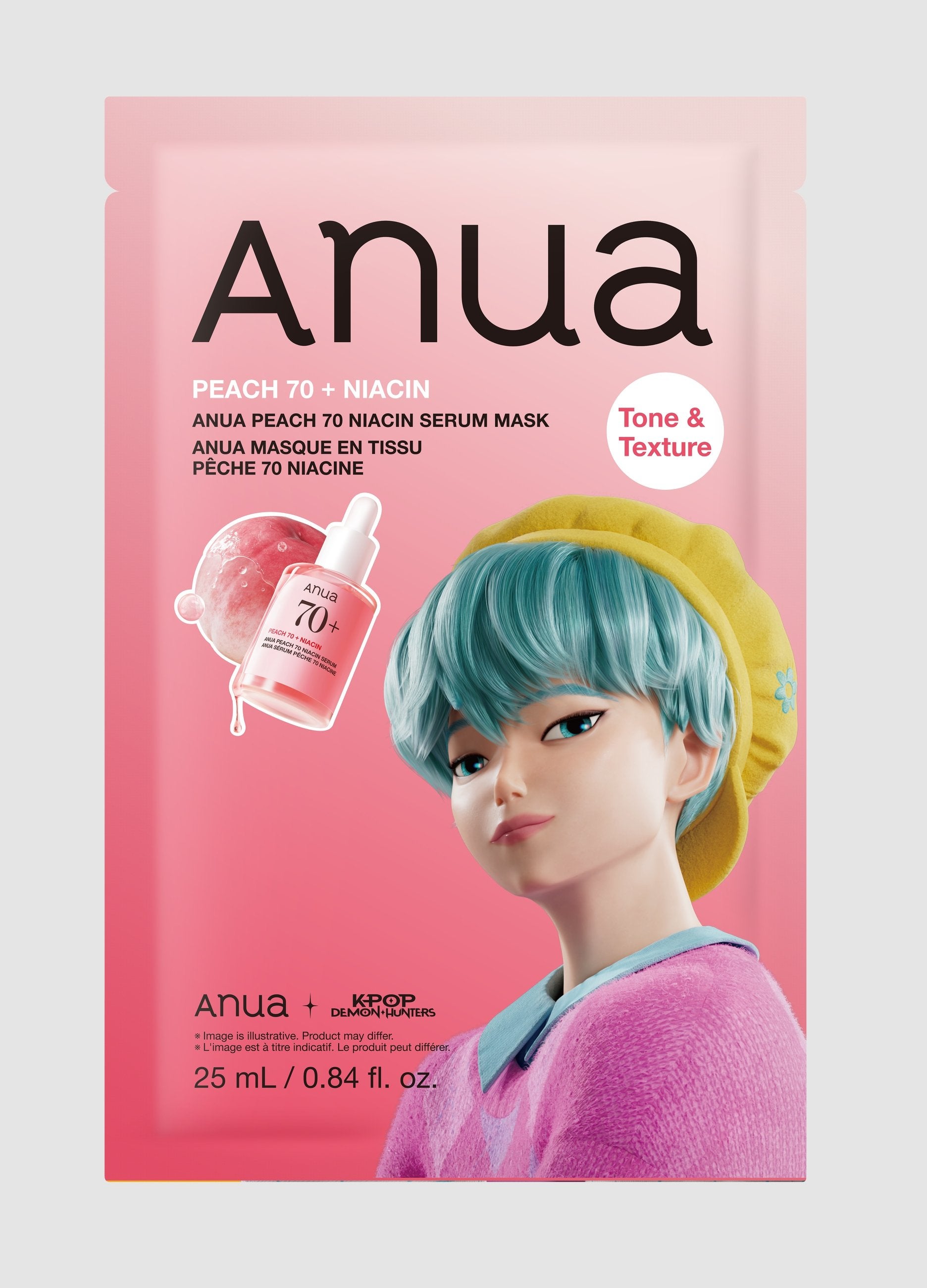 Peach 70 Niacin Serum Face Mask 25ml - Anua Kpop Demon Hunters