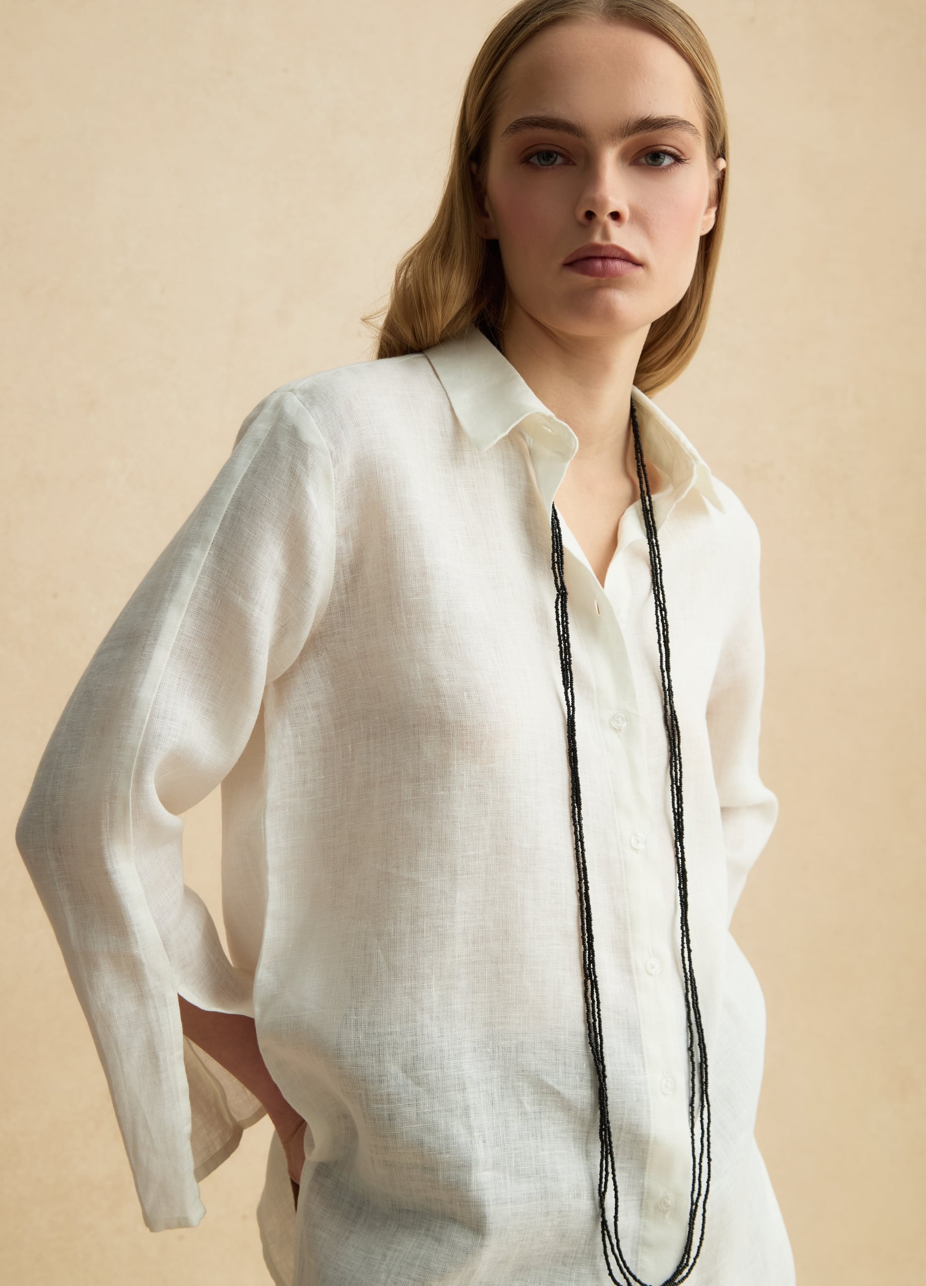 Camicia Bianca In Puro Lino Oversize Fit