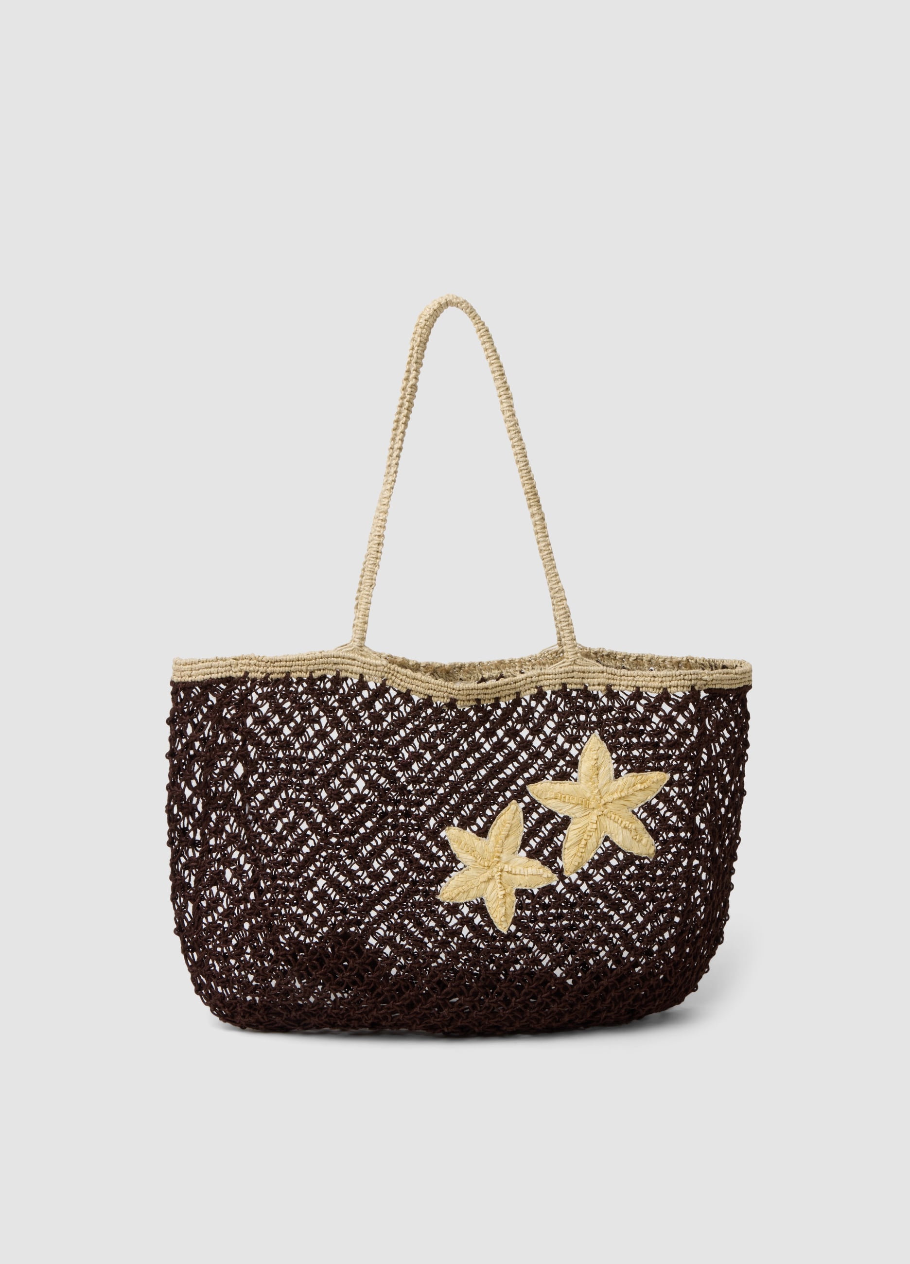 Borsa Da Mare In Misto Juta A Rete Traforata Multicolor