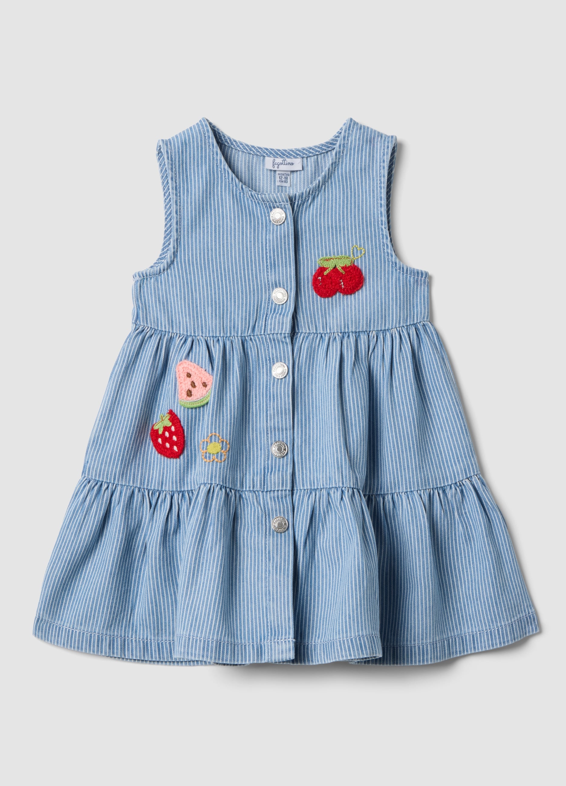 Abito Denim In Misto Cotone E Lyocell Per Bimba Regular Fit