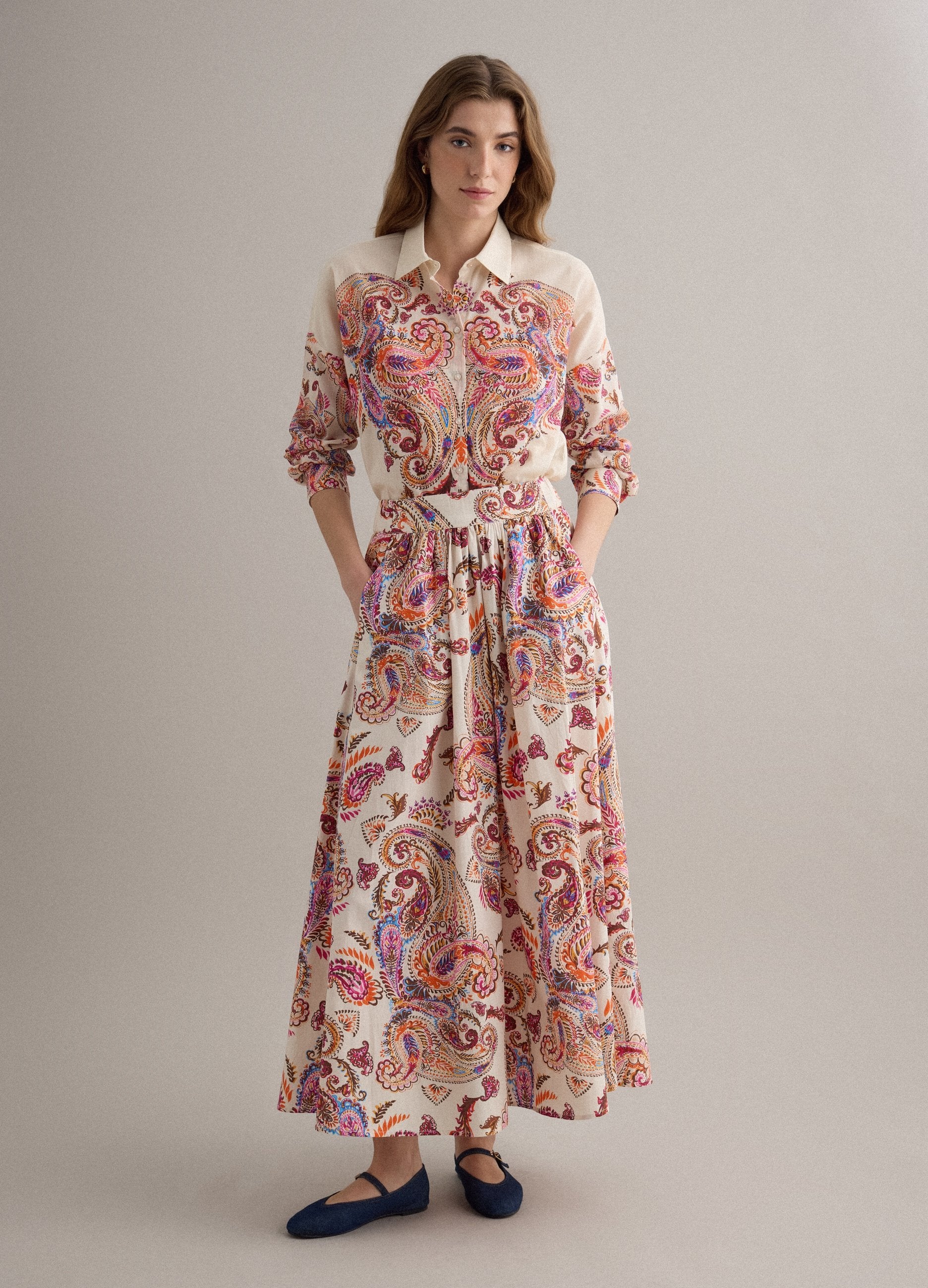 Gonna Lunga Multicolor In Puro Cotone