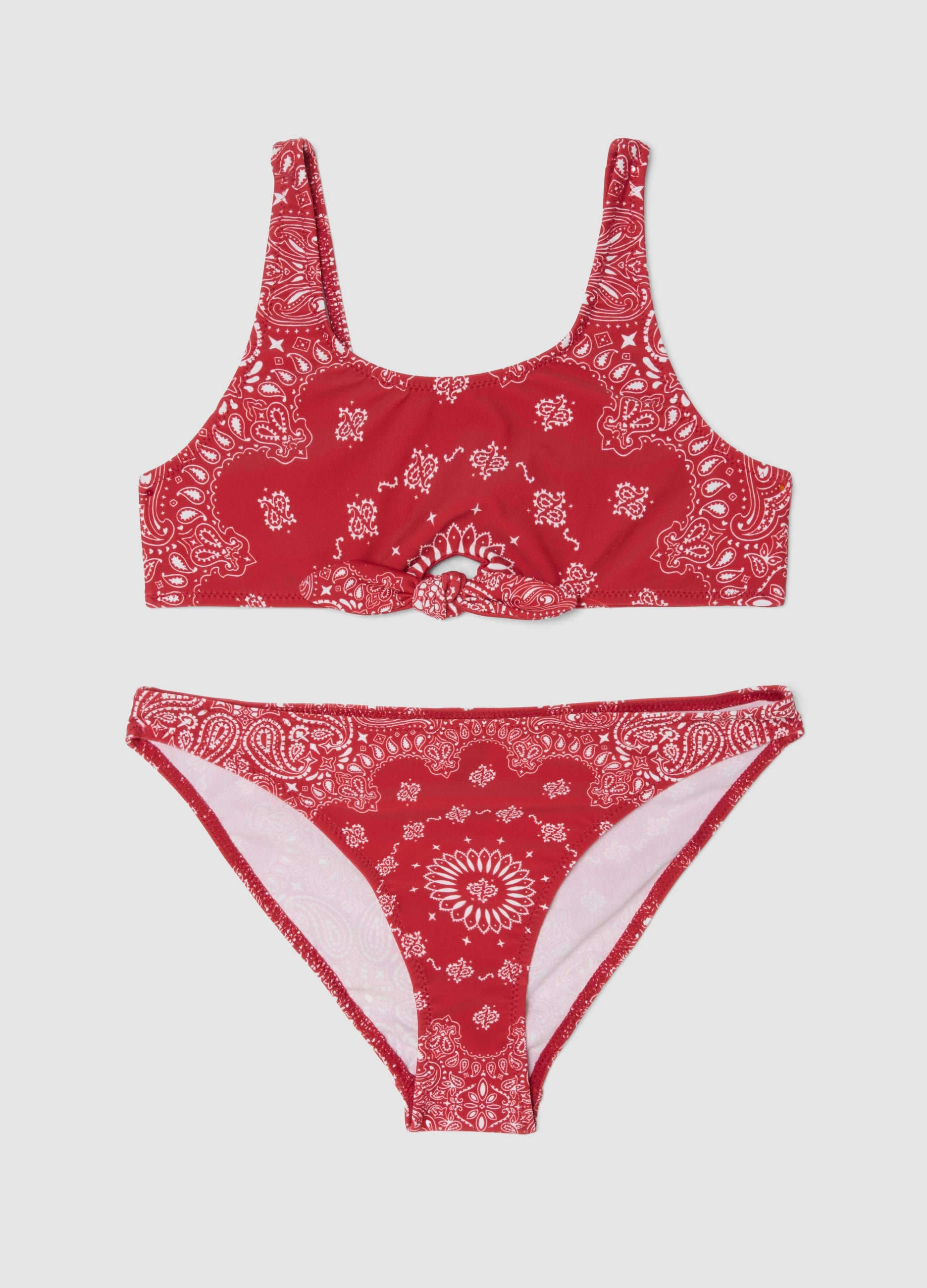Bikini Rosso Con Stampa Paisley Per Ragazza
