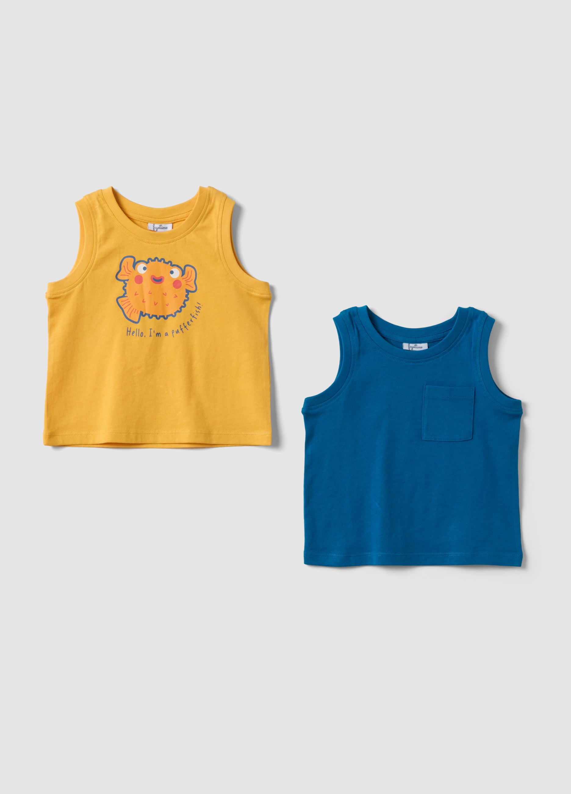 Bipack Di Tank Top Giallo In Puro Cotone