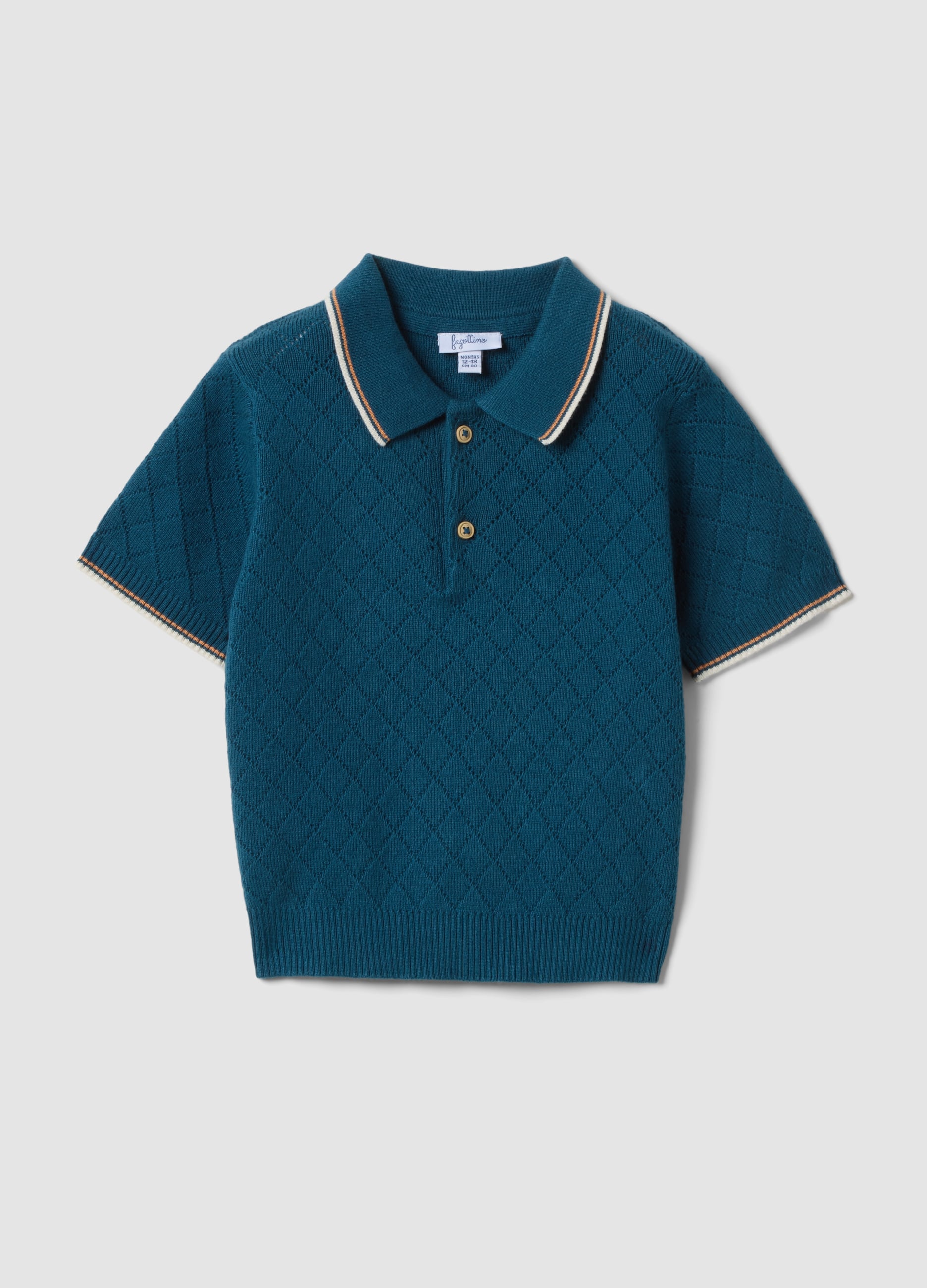 Polo Blu A Maniche Corte In Puro Cotone