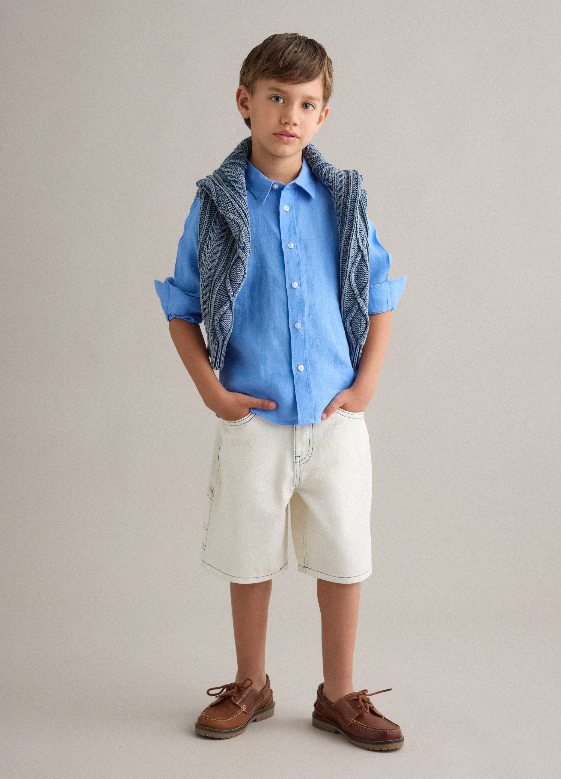 Shorts Beige In Puro Cotone
