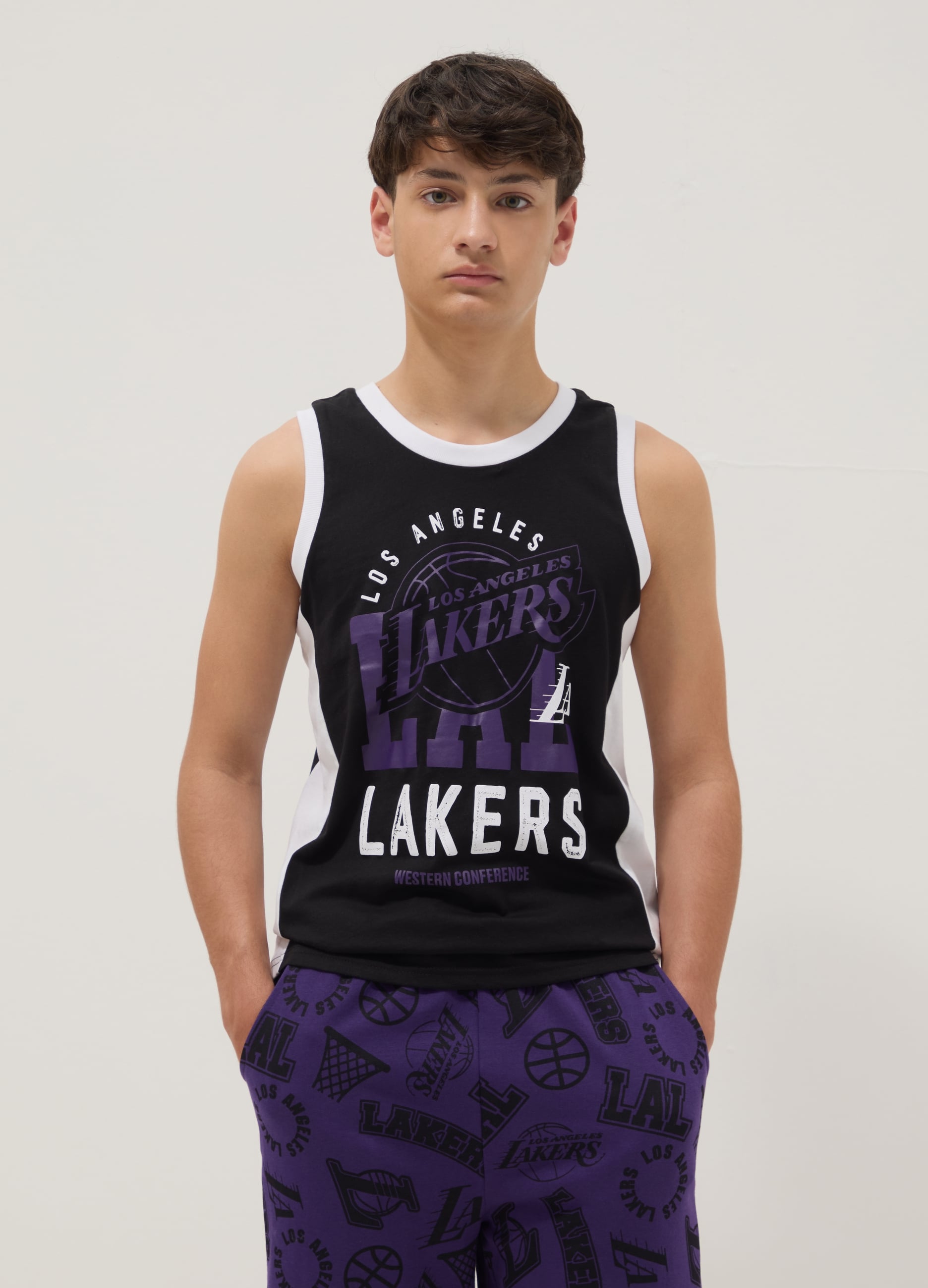 Canotta Multicolor In Puro Cotone Da Ragazzo Relaxed Fit Lakers