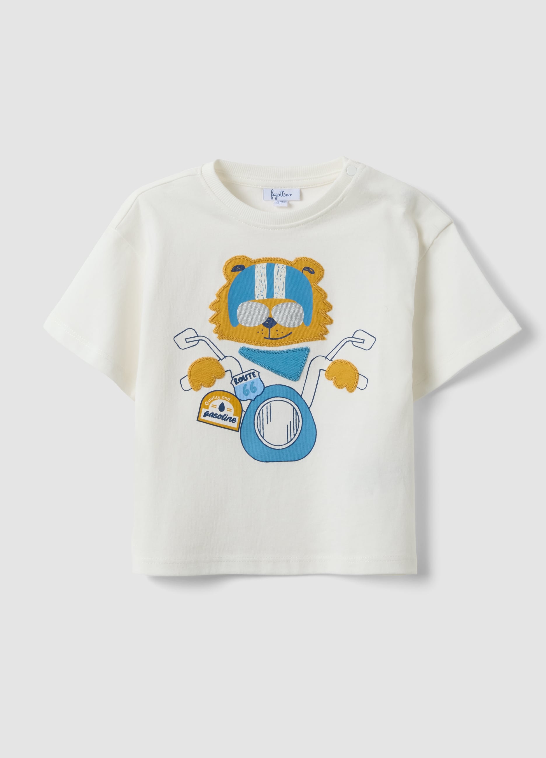 T-shirt Bianca A Maniche Corte In Puro Cotone