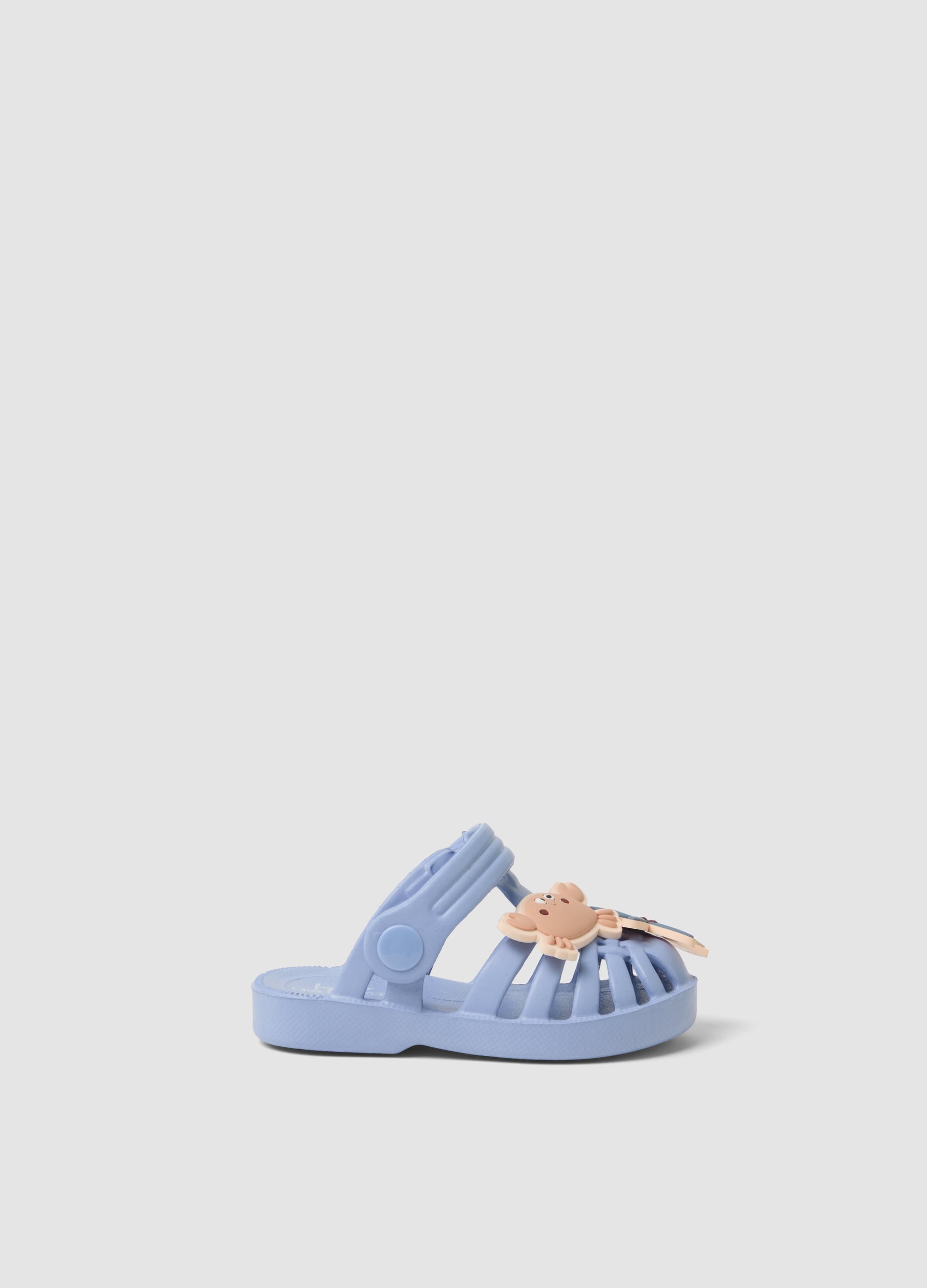 Sandali Azzurri Da Neonato Con Applicazioni Decorative