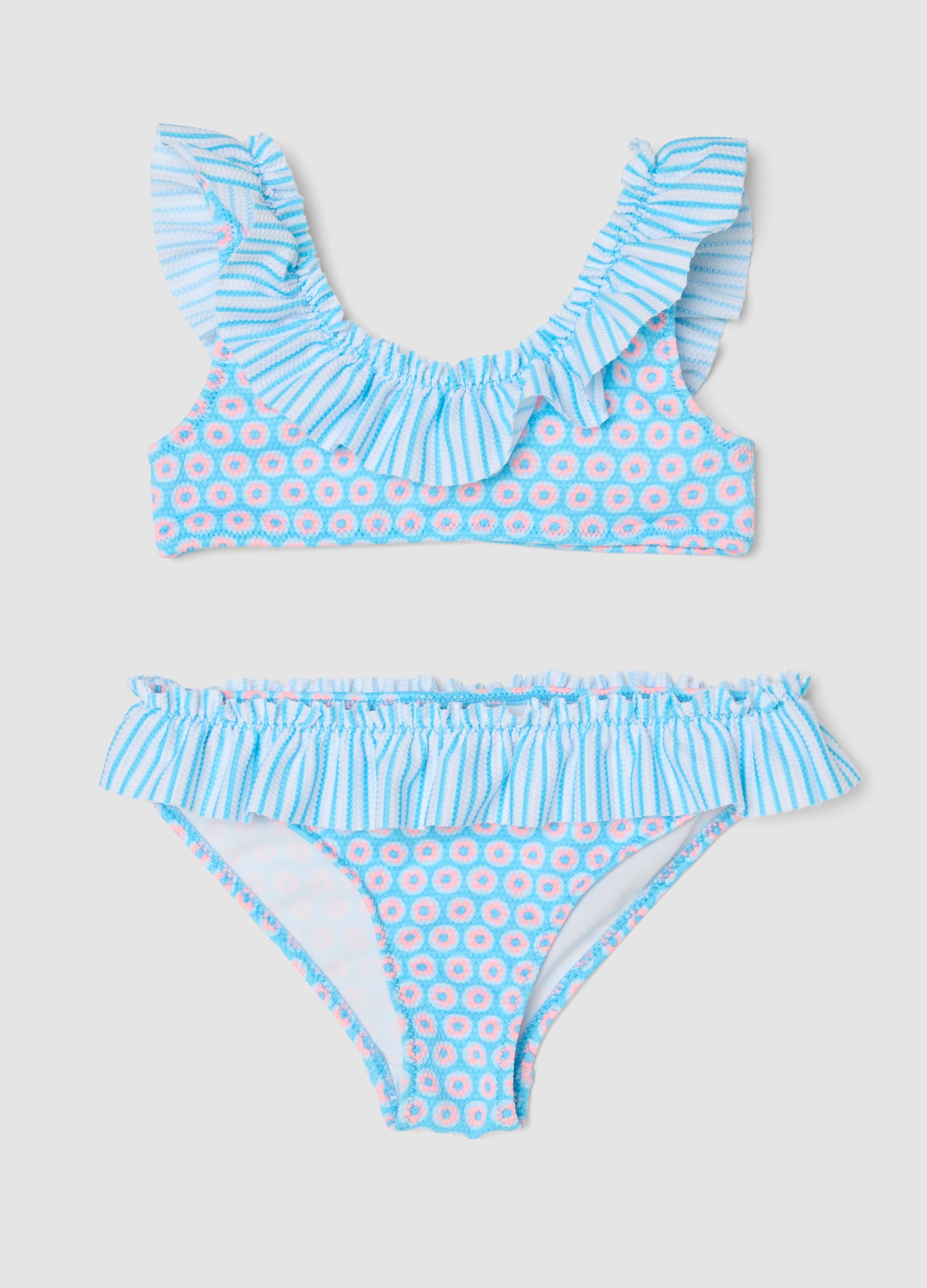 Bikini Azzurro Con Volant Per Bambina