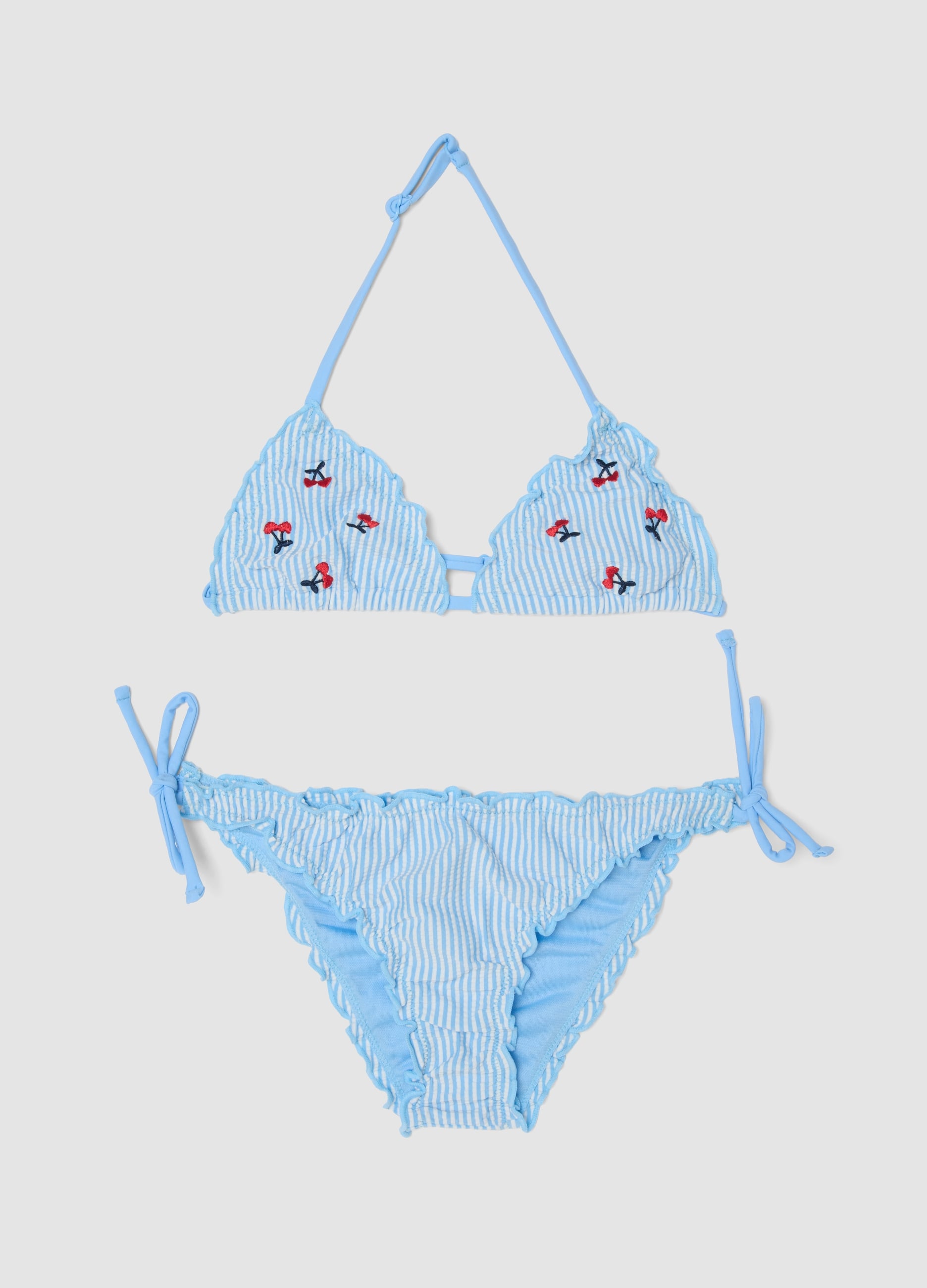 Bikini Azzurro A Triangolo In Tessuto Elasticizzato