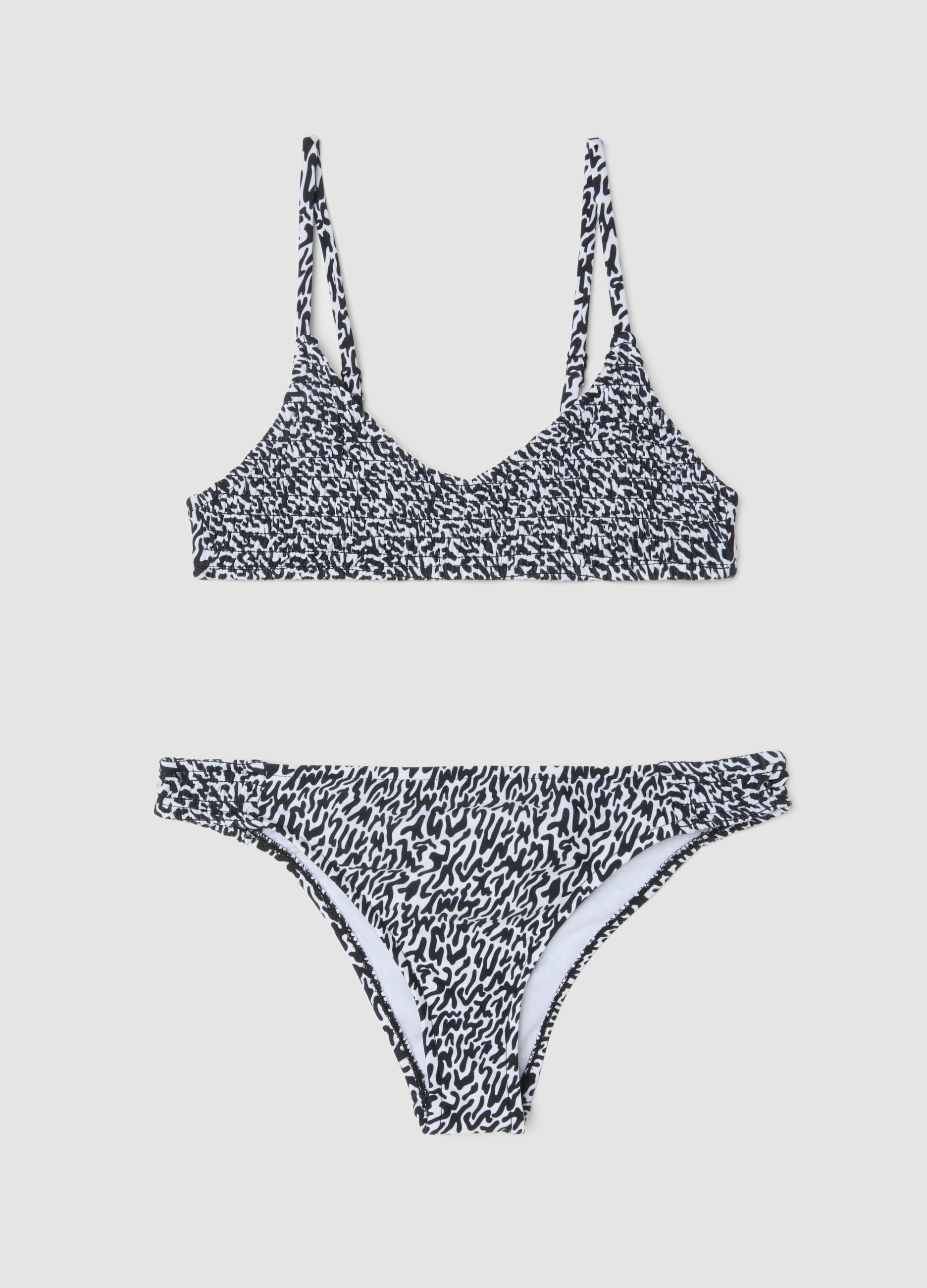 Bikini Nero In Tessuto Elasticizzato