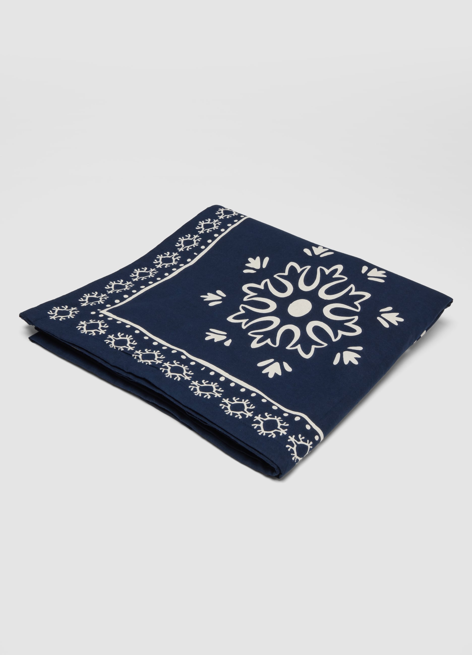 Telo Mare Blu In Puro Cotone Con Stampa Decorativa