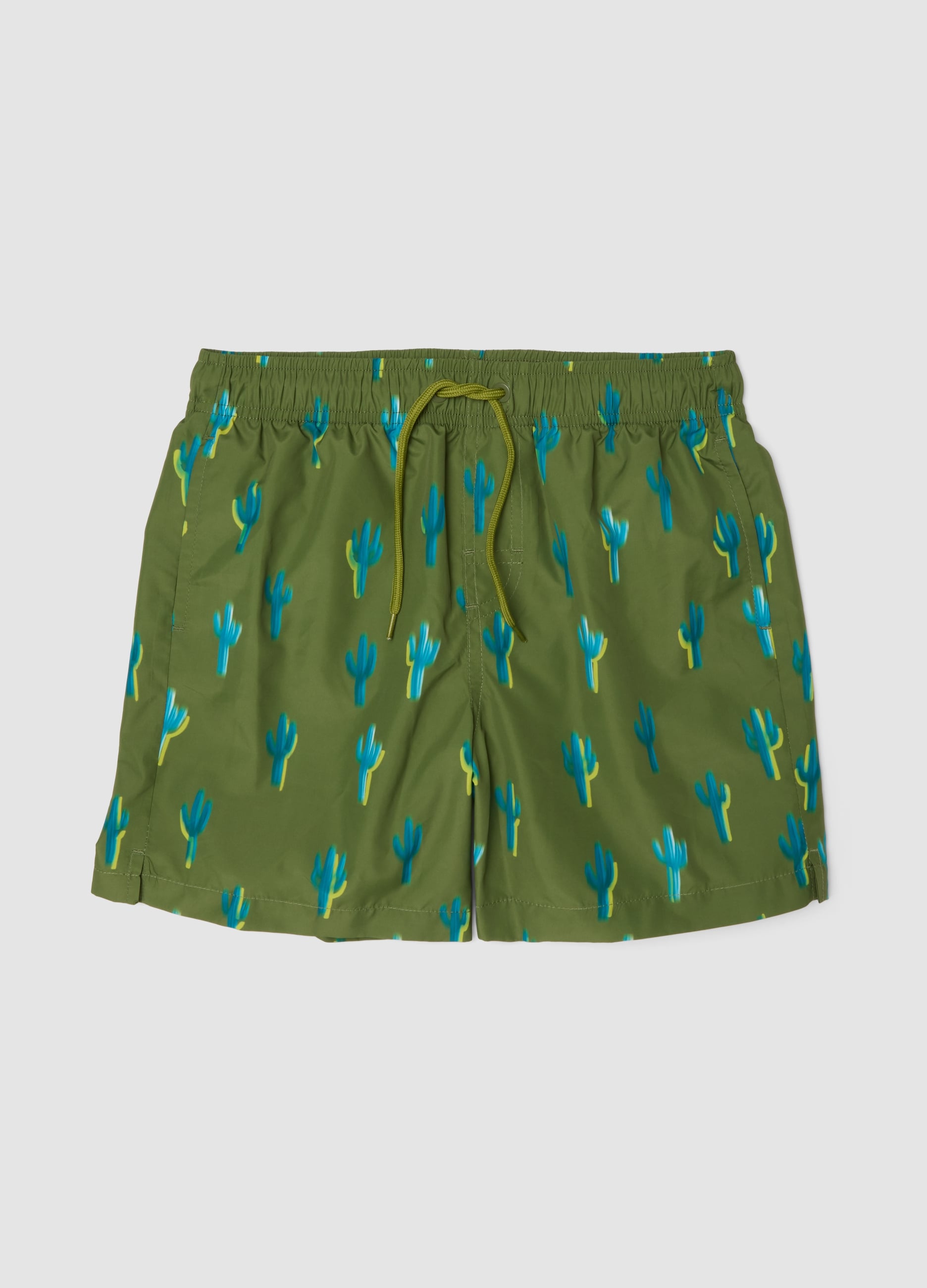 Boxer Mare Verde Con Stampa Cactus