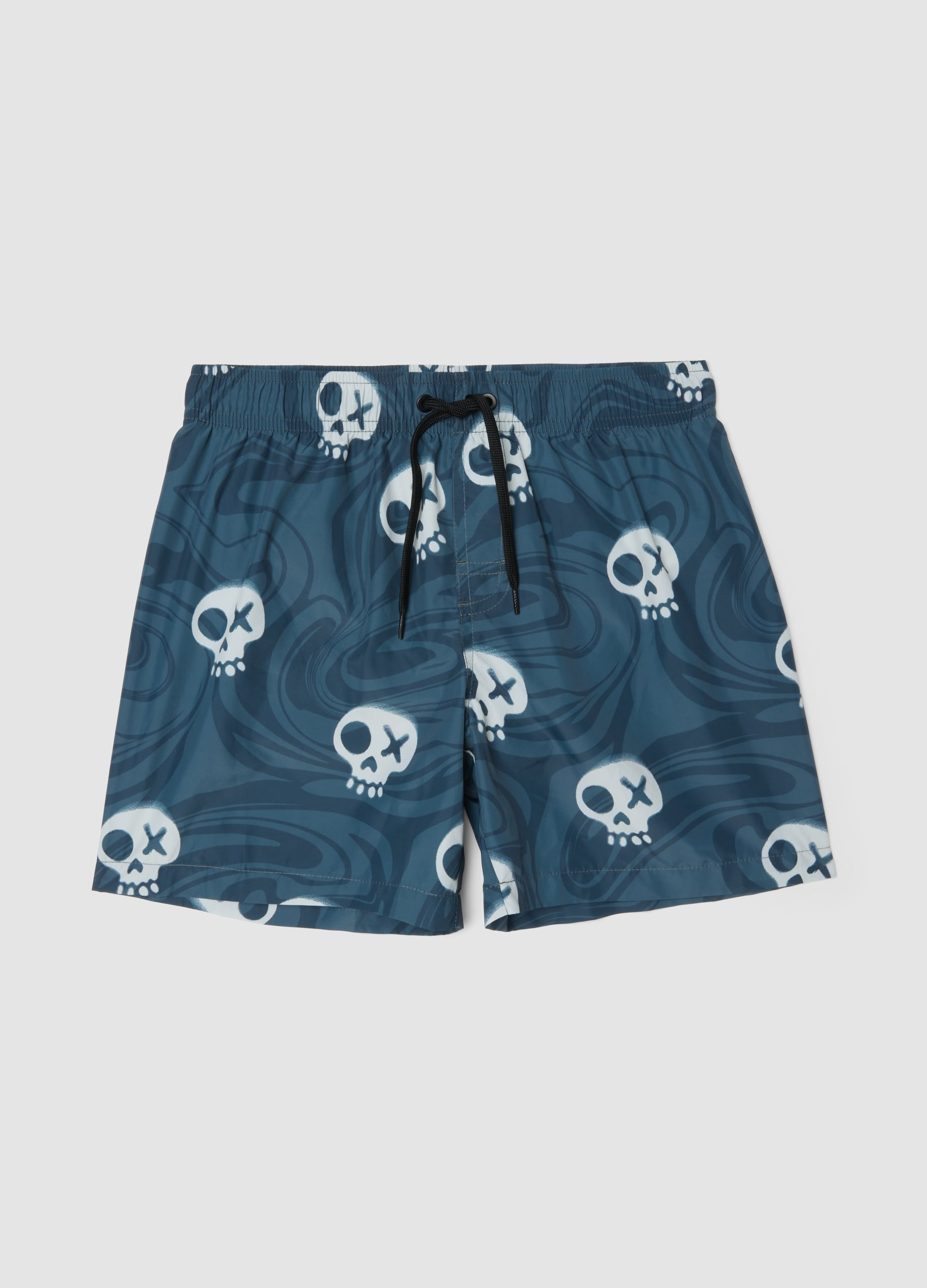 Boxer Mare Blu Con Stampa Teschi