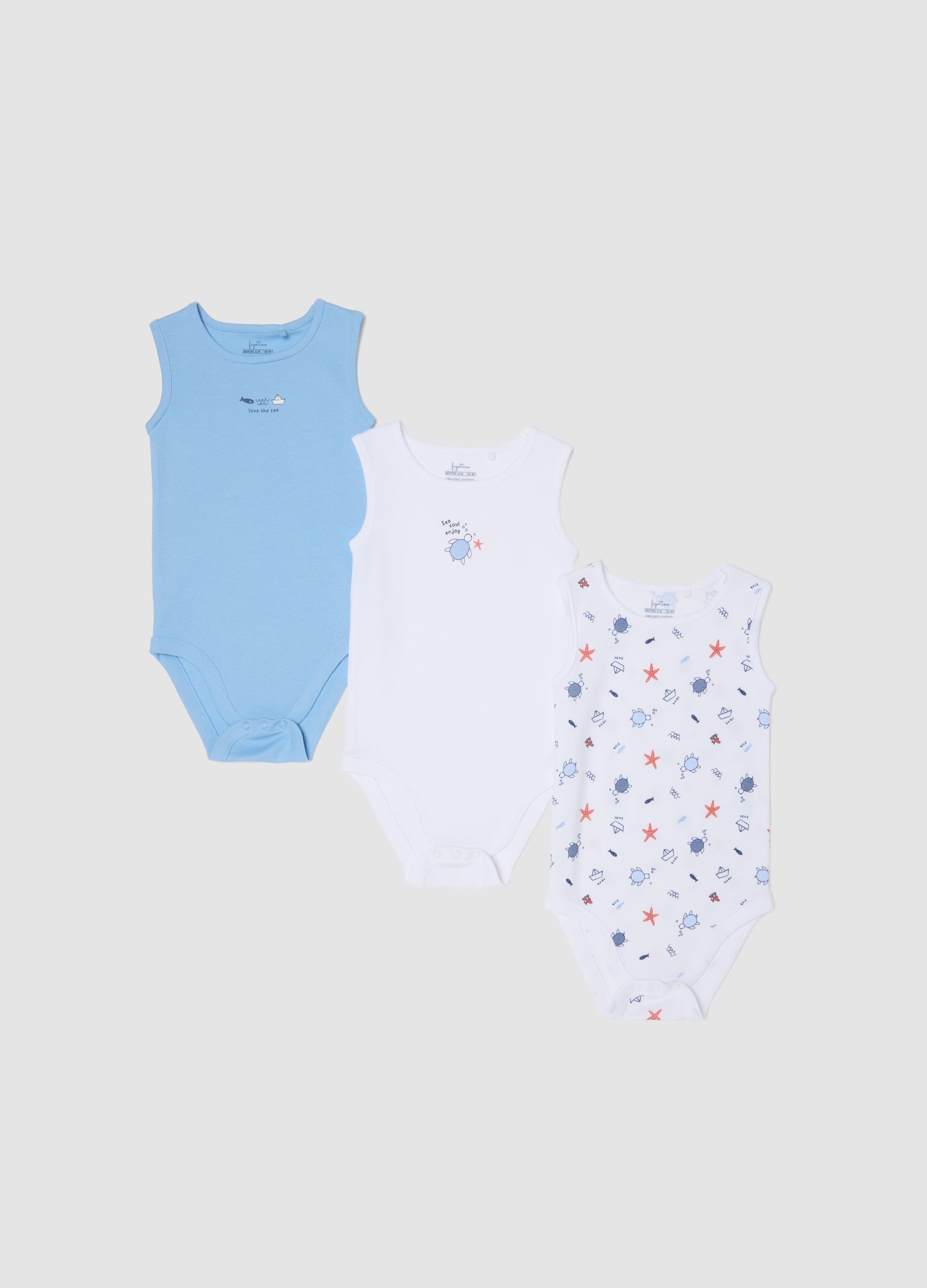 Tripack Di Body Smanicati In Puro Cotone Per Bimbi