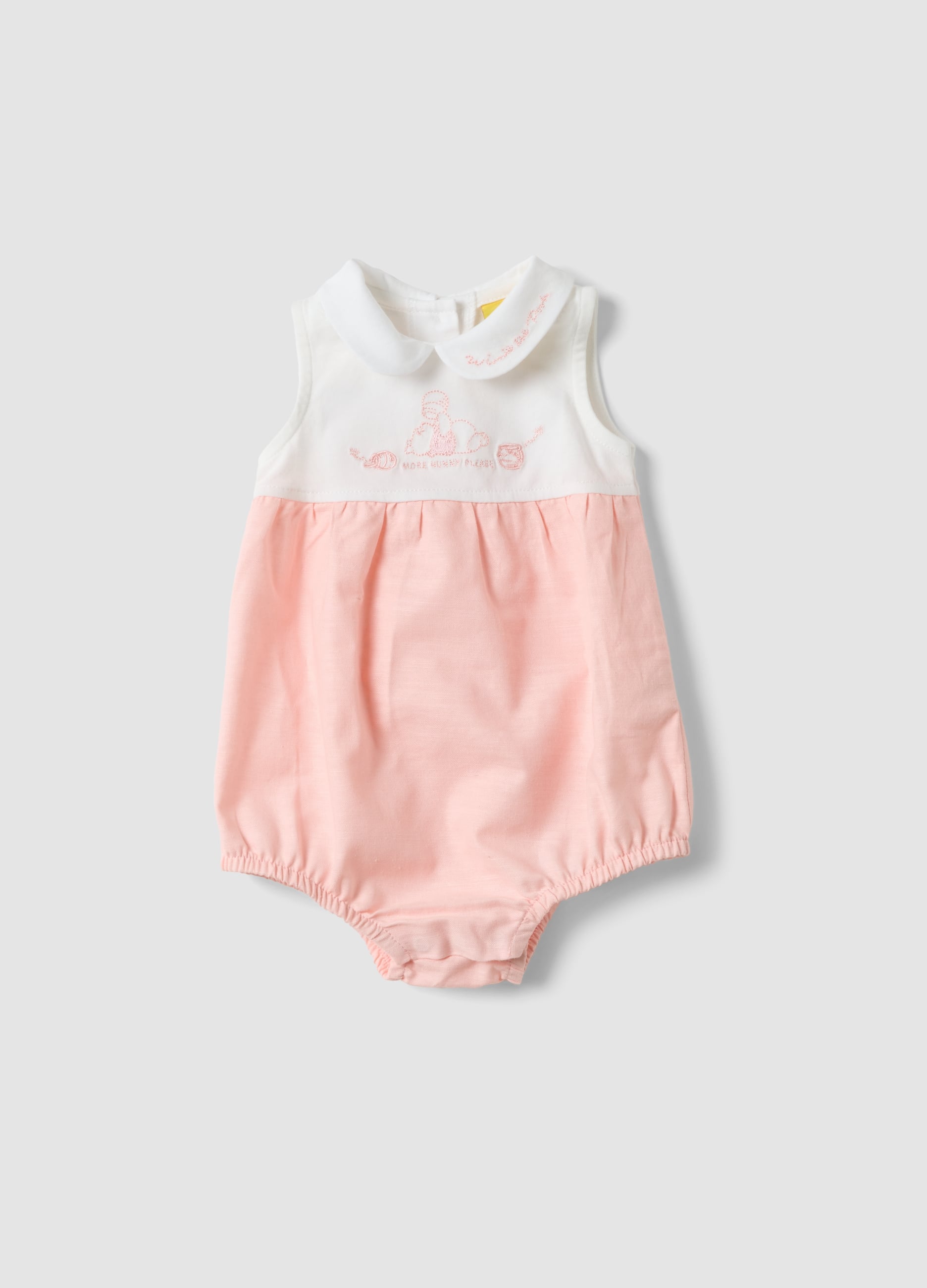 Pagliaccetto In Misto Cotone E Lino Con Ricamo Winnie The Pooh Da Neonata