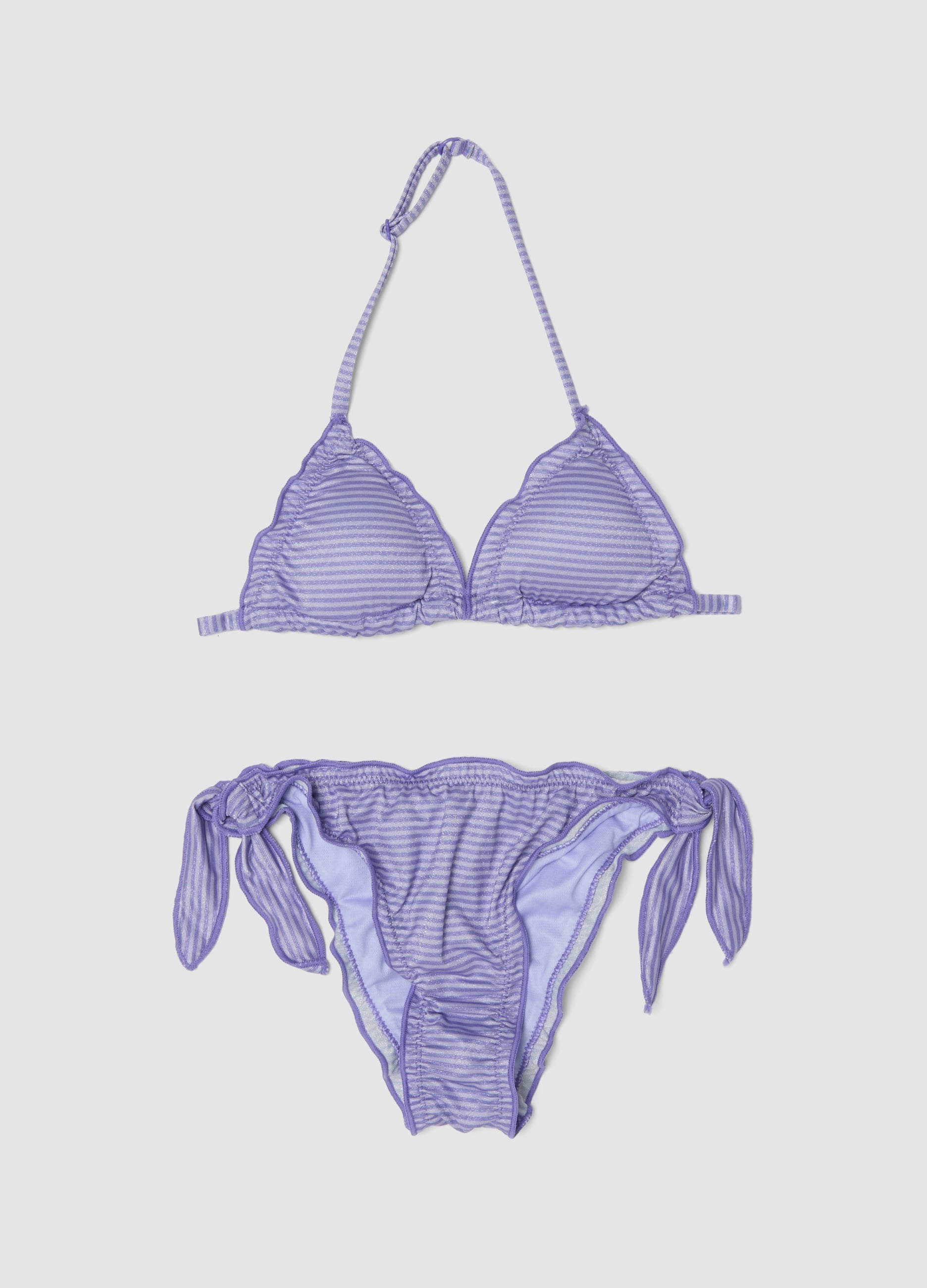 Bikini Viola A Triangolo In Tessuto Elasticizzato