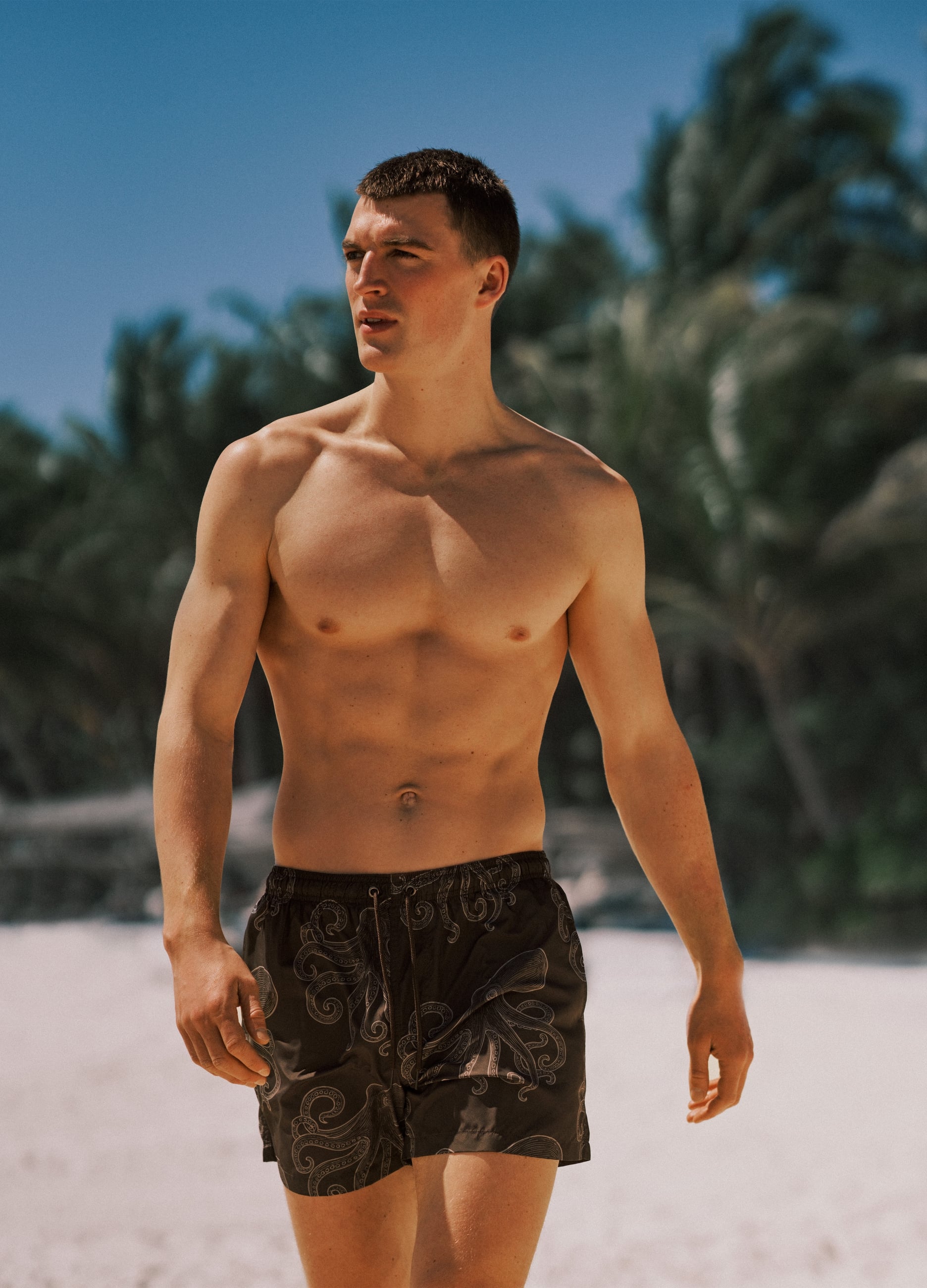Boxer Mare Marrone Con Stampa All Over