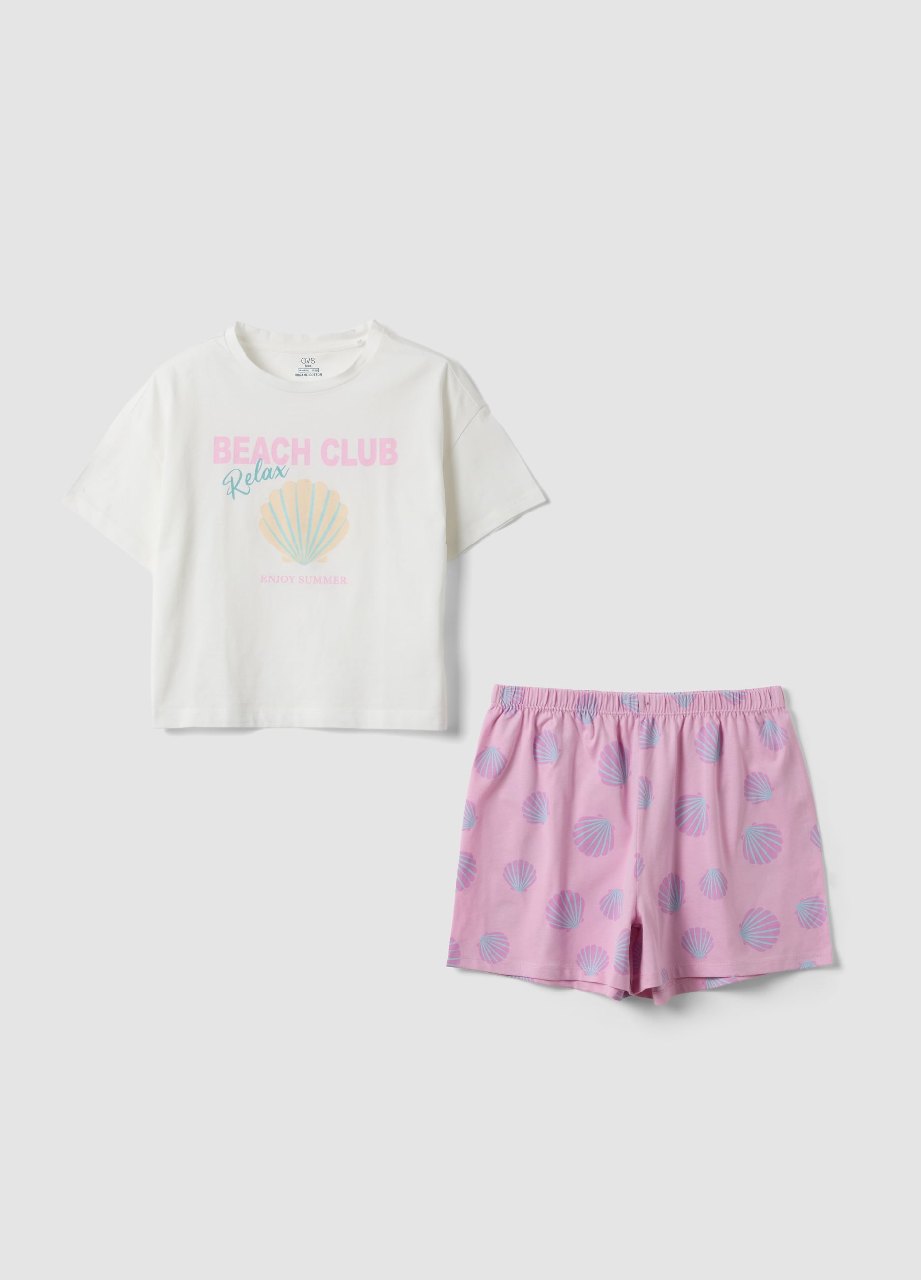 Pigiama Corto Rosa In Puro Cotone Regular Fit