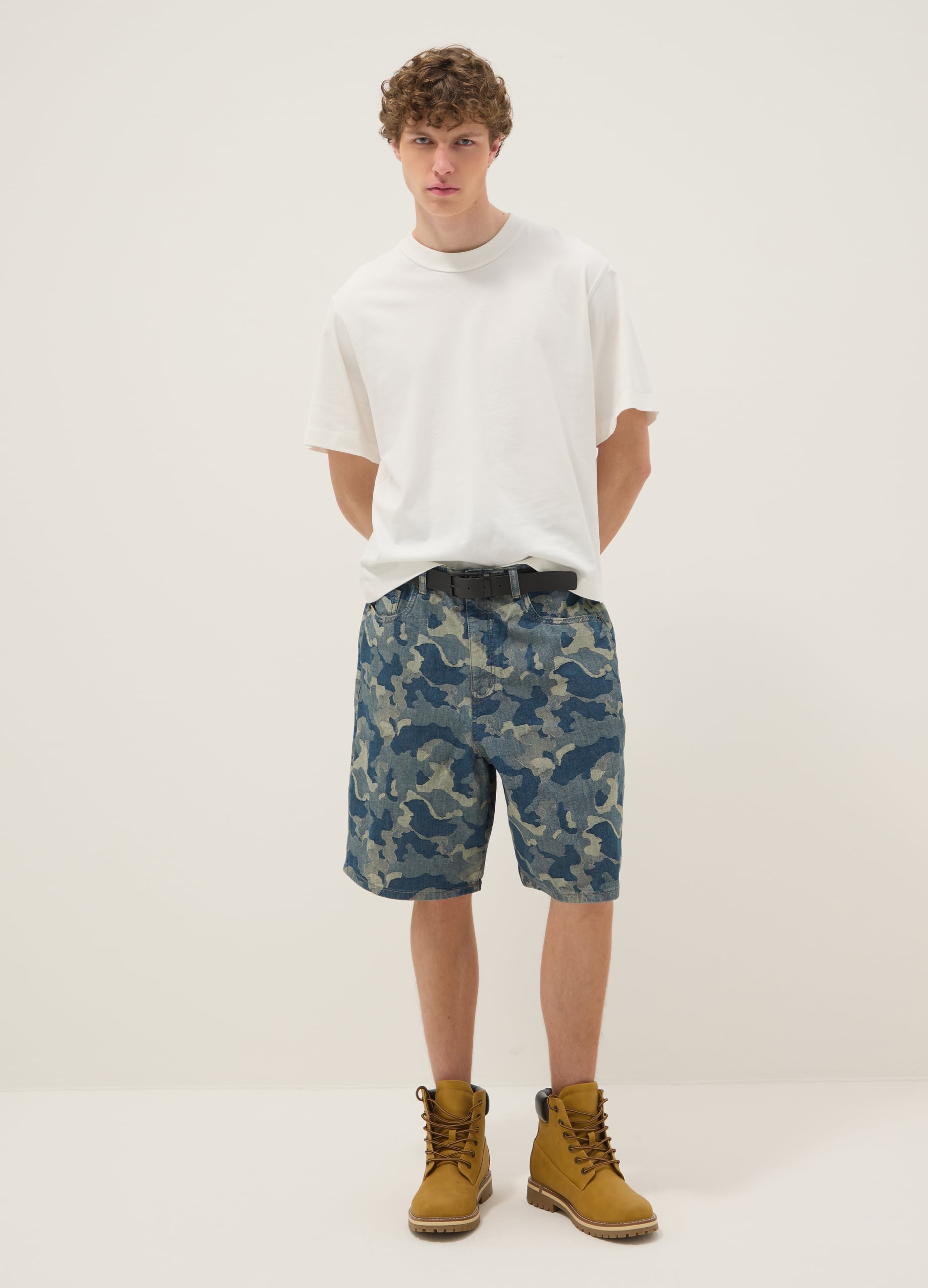 Shorts Blu In Denim In Puro Cotone Skater Fit