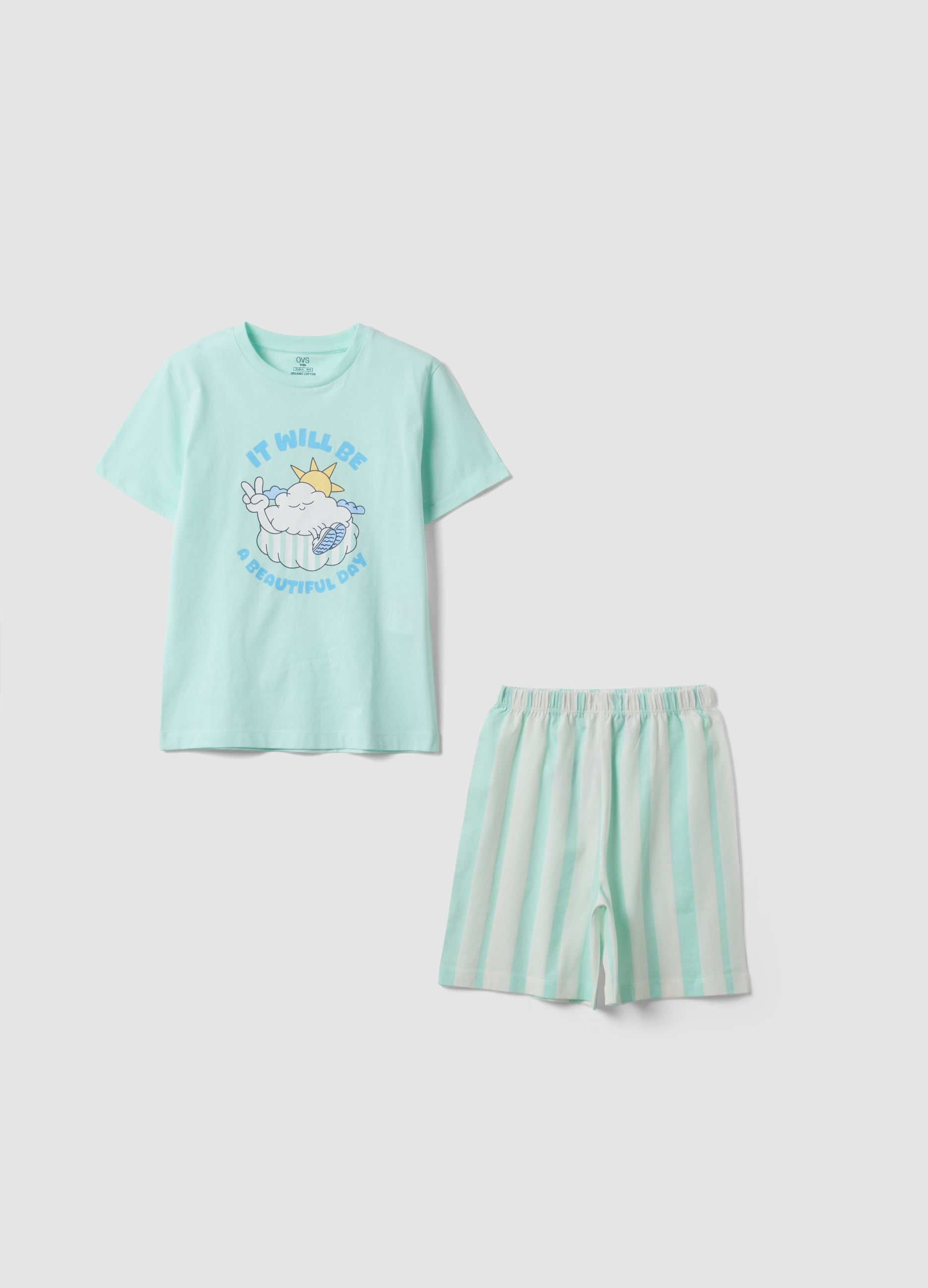 Pigiama Azzurro In Puro Cotone Organico Per Bambini Regular Fit