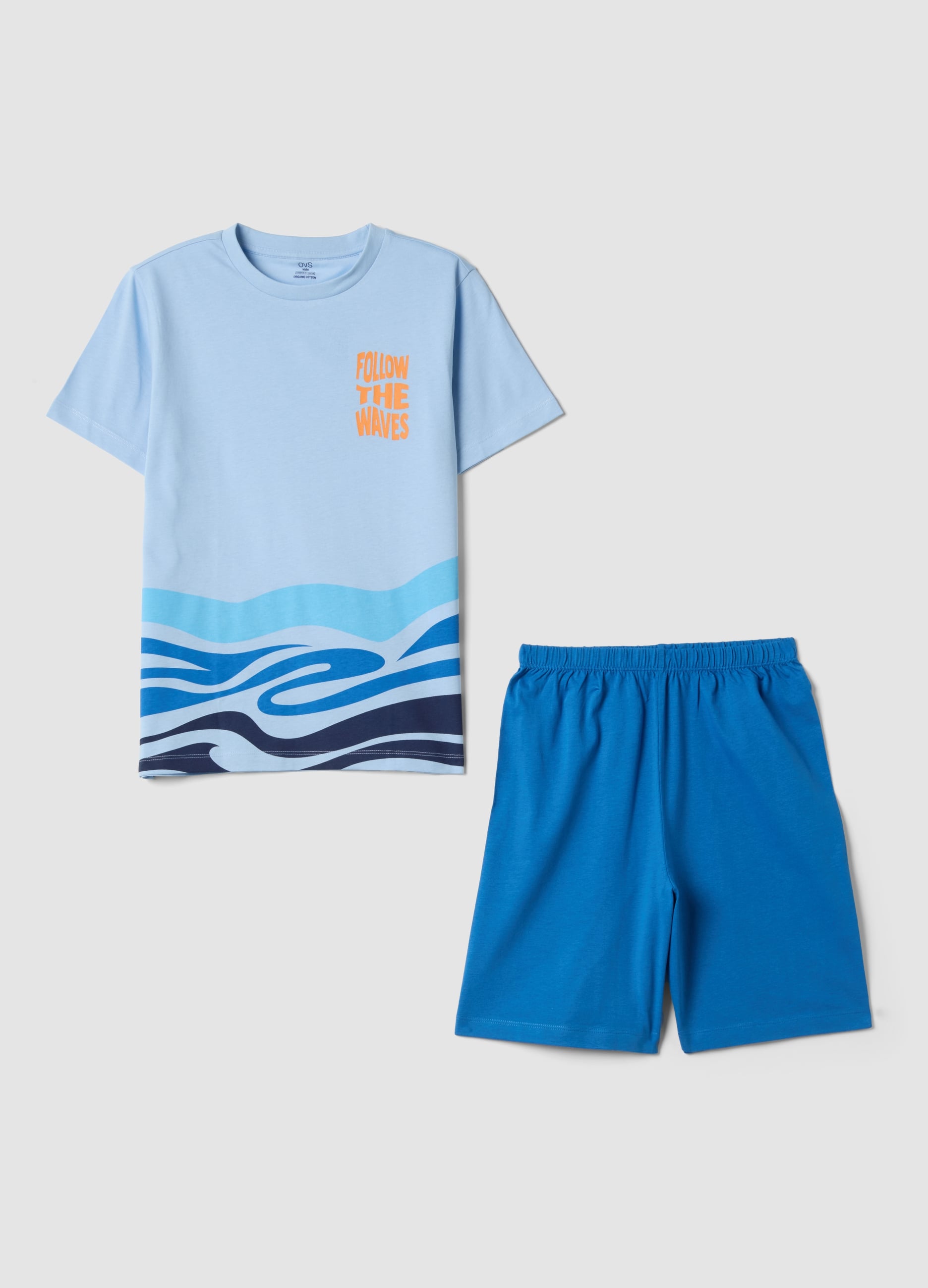 Pigiama Azzurro In Puro Cotone Organico Per Bambini Regular Fit