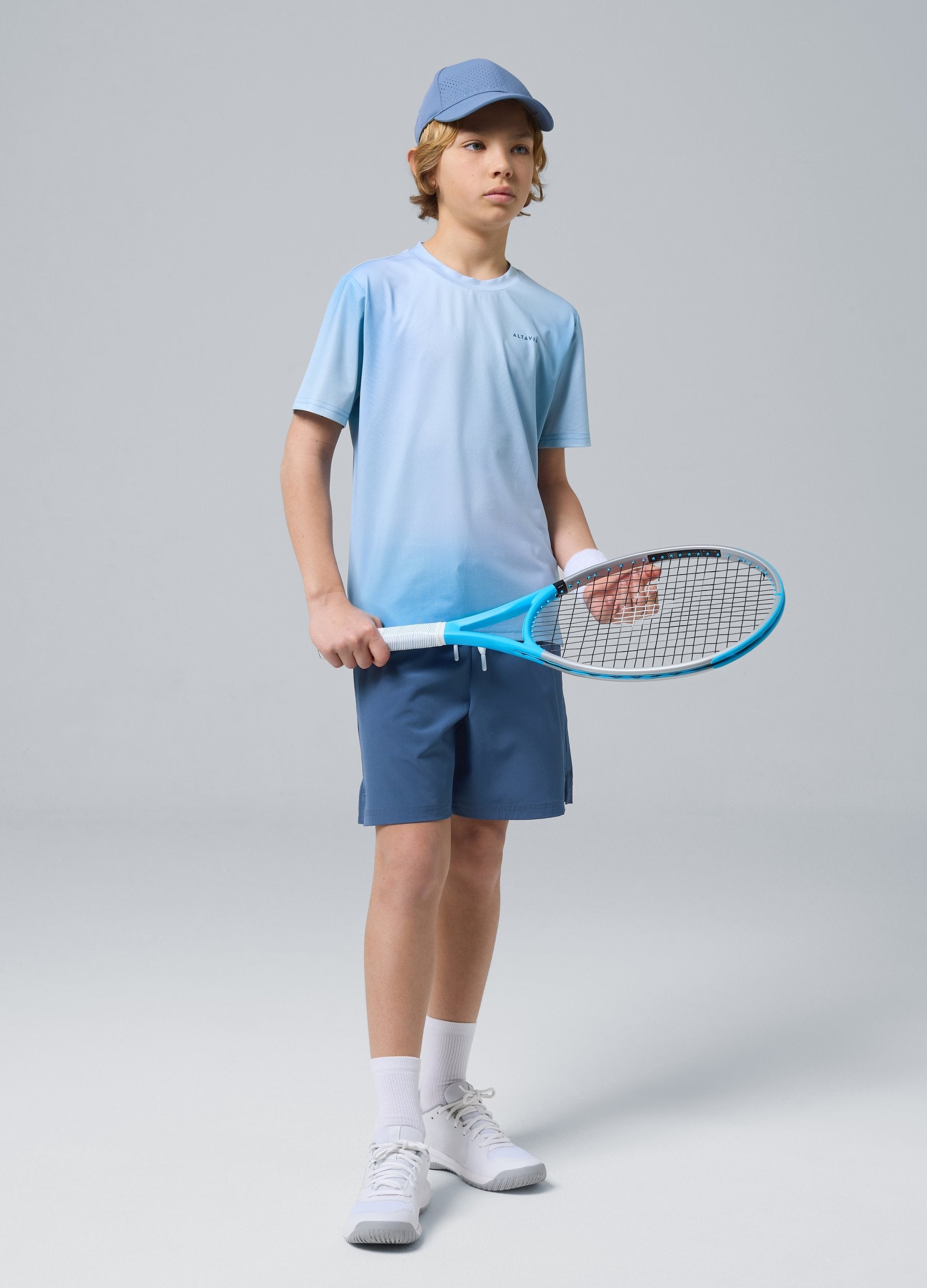 Shorts Sportivi Azzurri In Tessuto Tecnico Elasticizzato Per Bambino Altavia Court