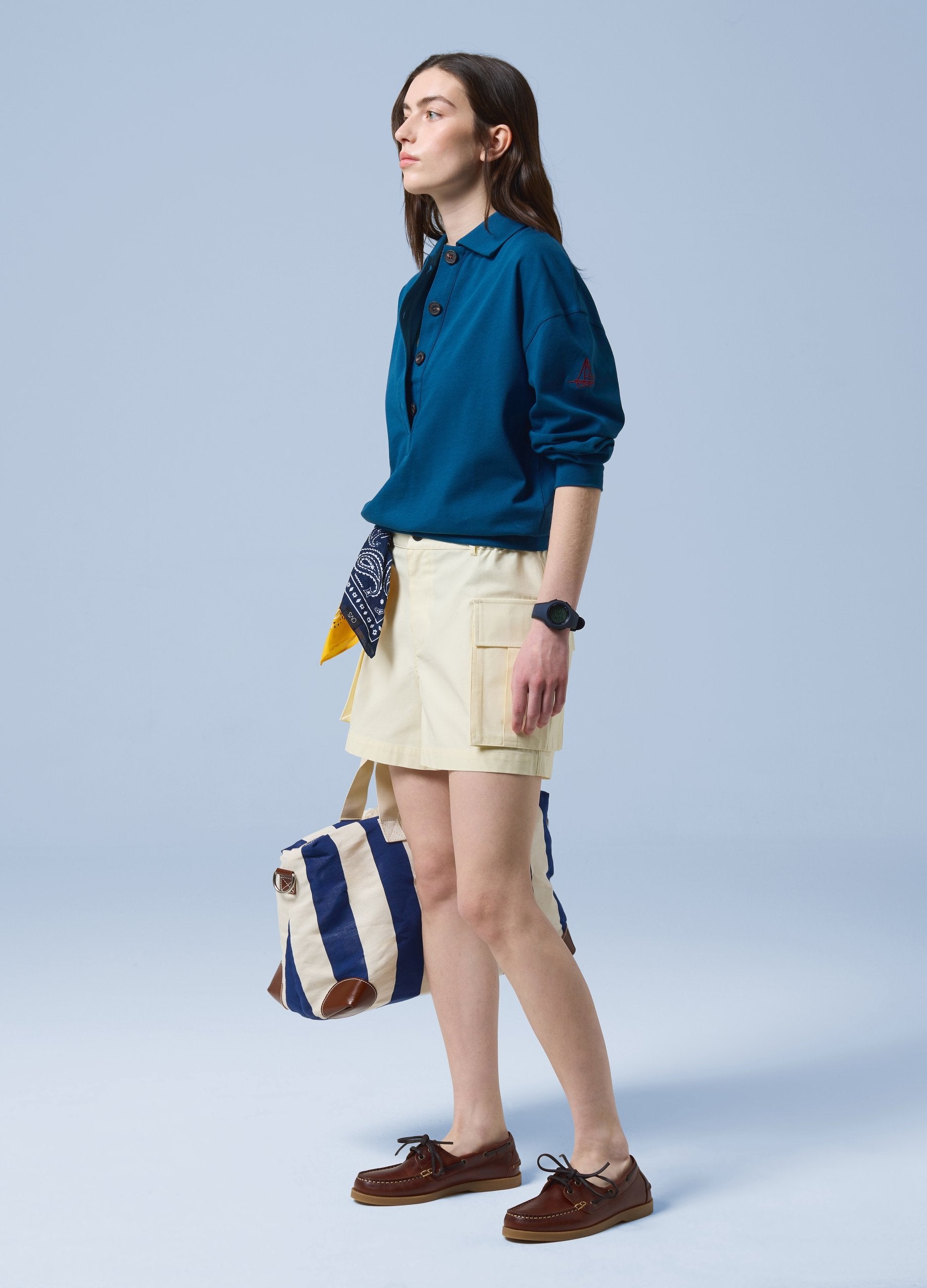 Shorts Cargo Gialli In Puro Cotone Con Vita Elasticizzata Altavia Sailing