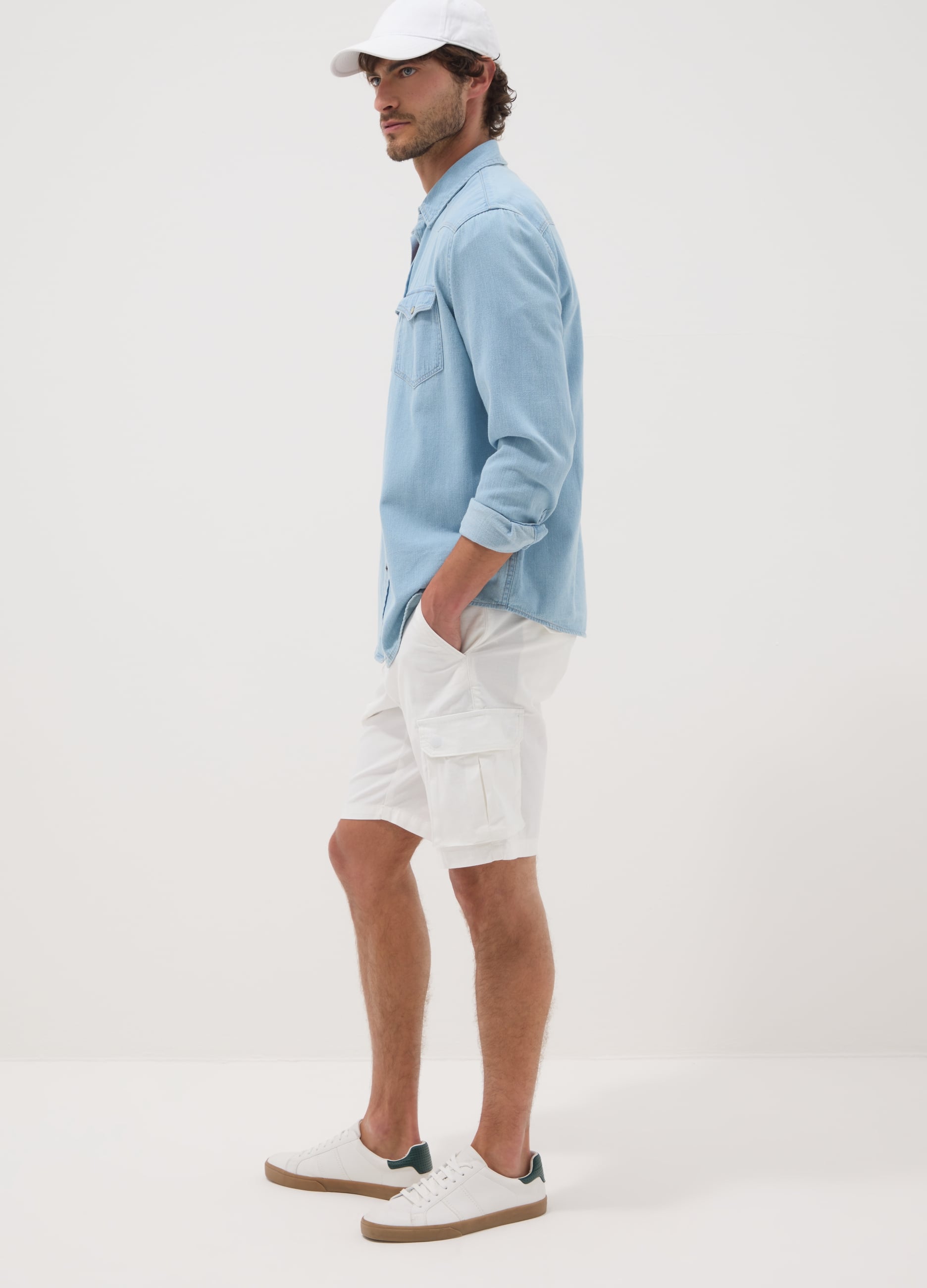 Bermuda Cargo Bianchi In Cotone Elasticizzato