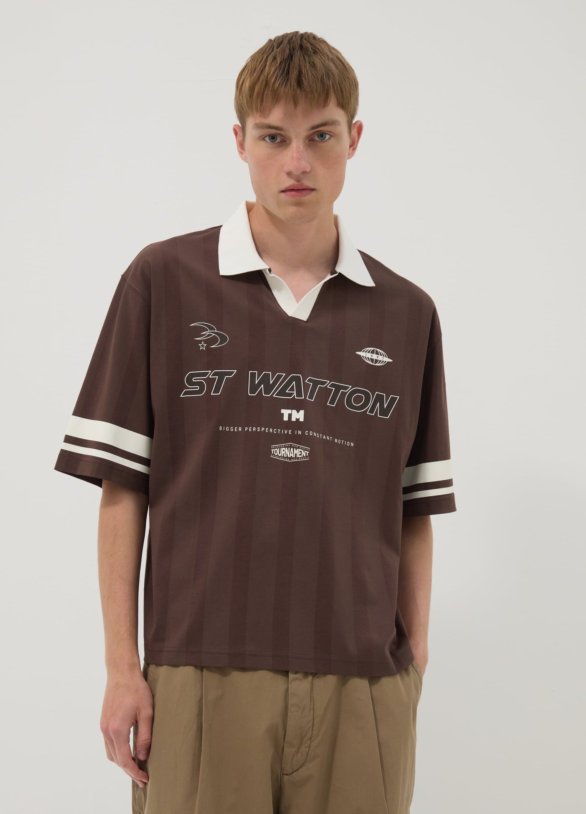 Polo Marrone In Puro Cotone Con Colletto Classico