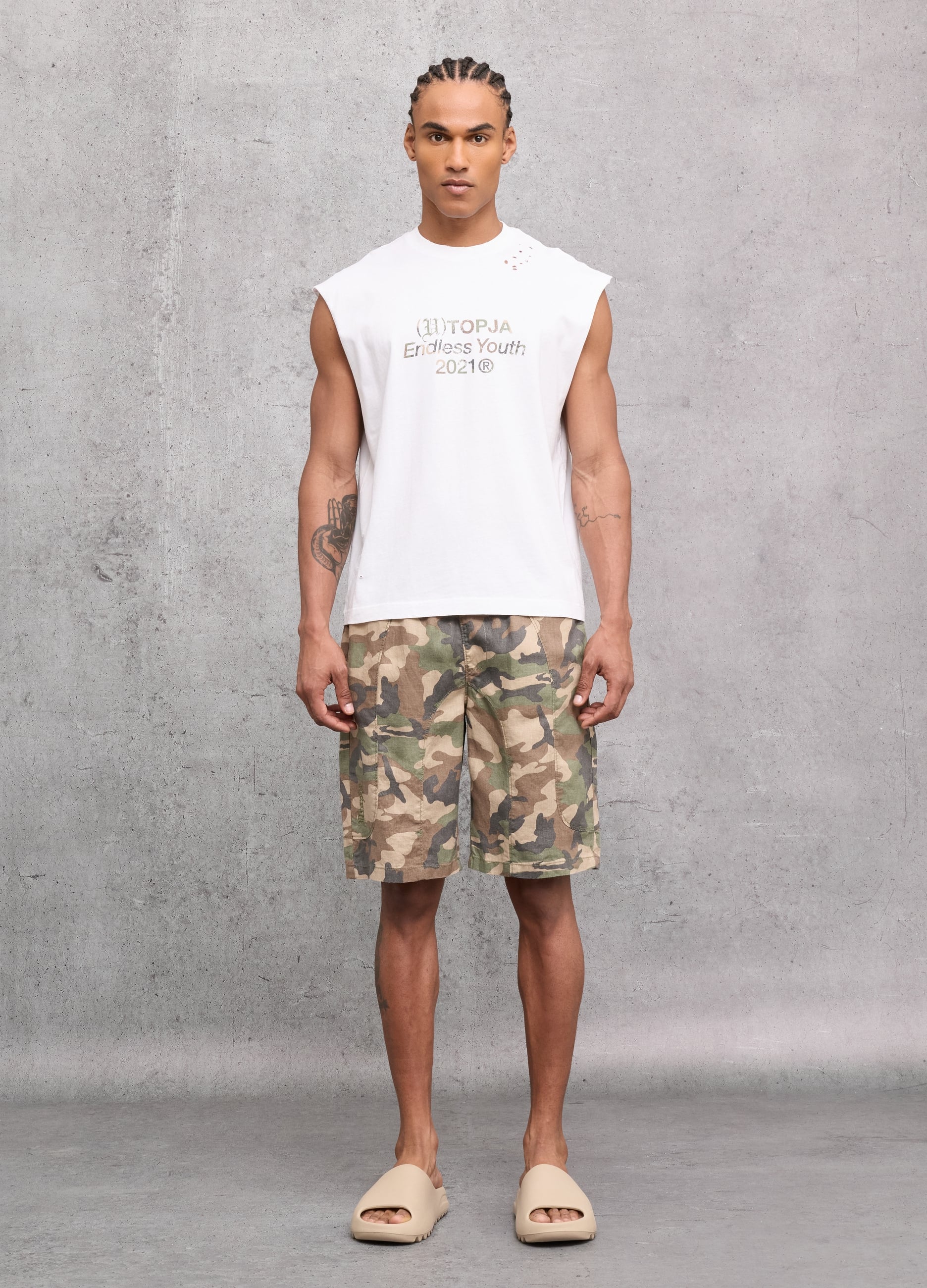 100% Linen Shorts Camo