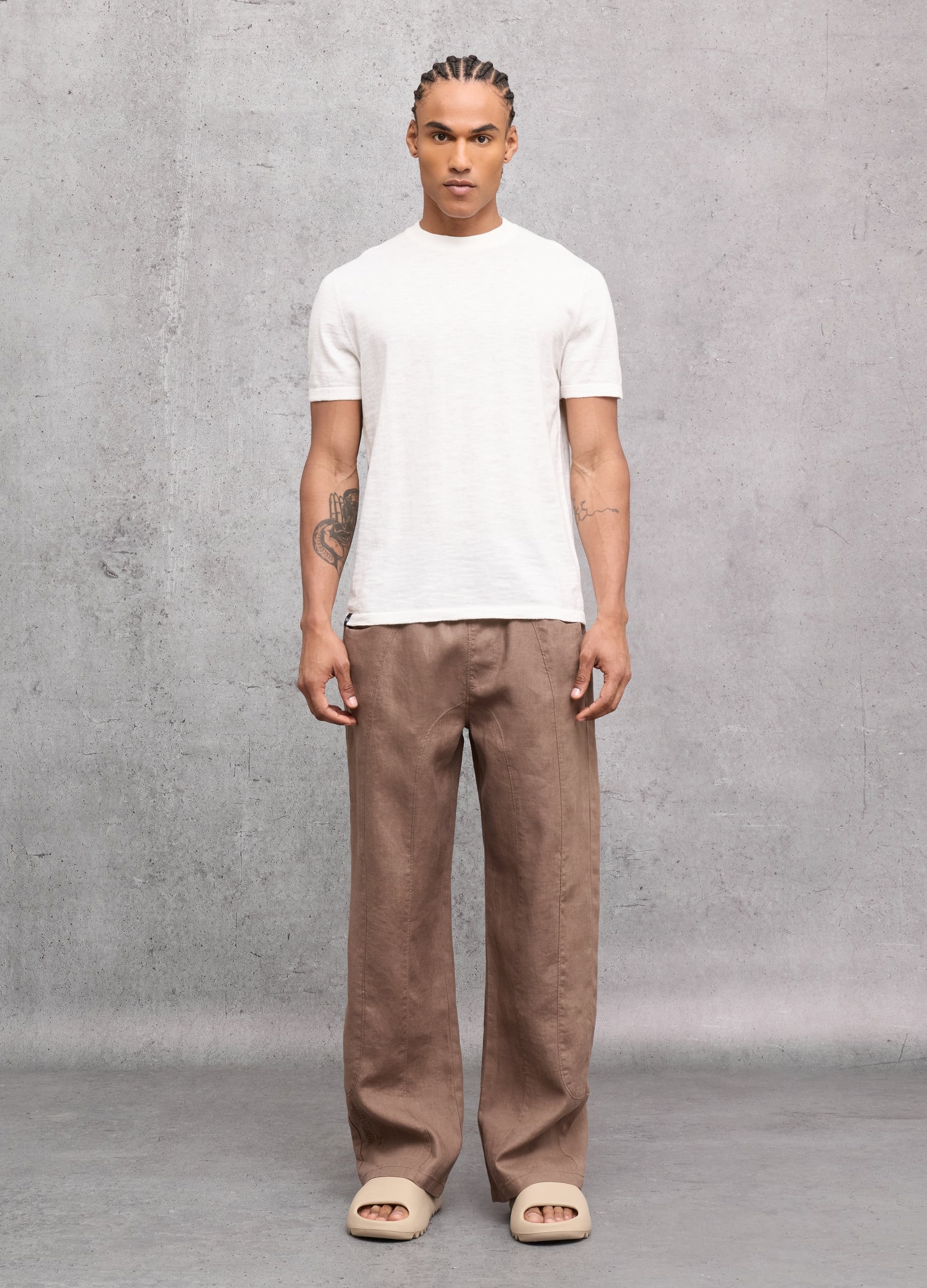 100% Linen Wide Leg Pants Mocha