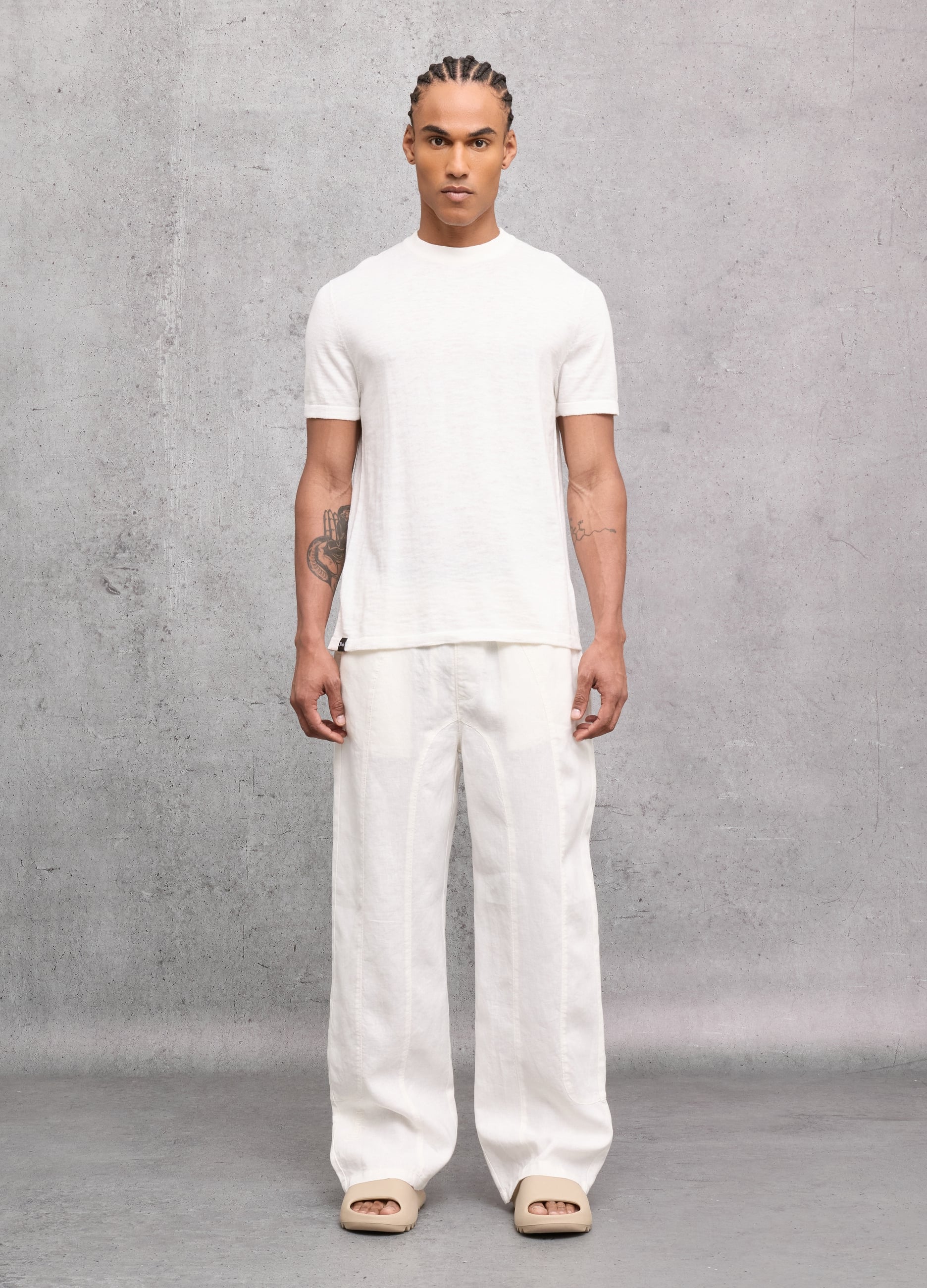 100% Linen Wide Leg Pants White