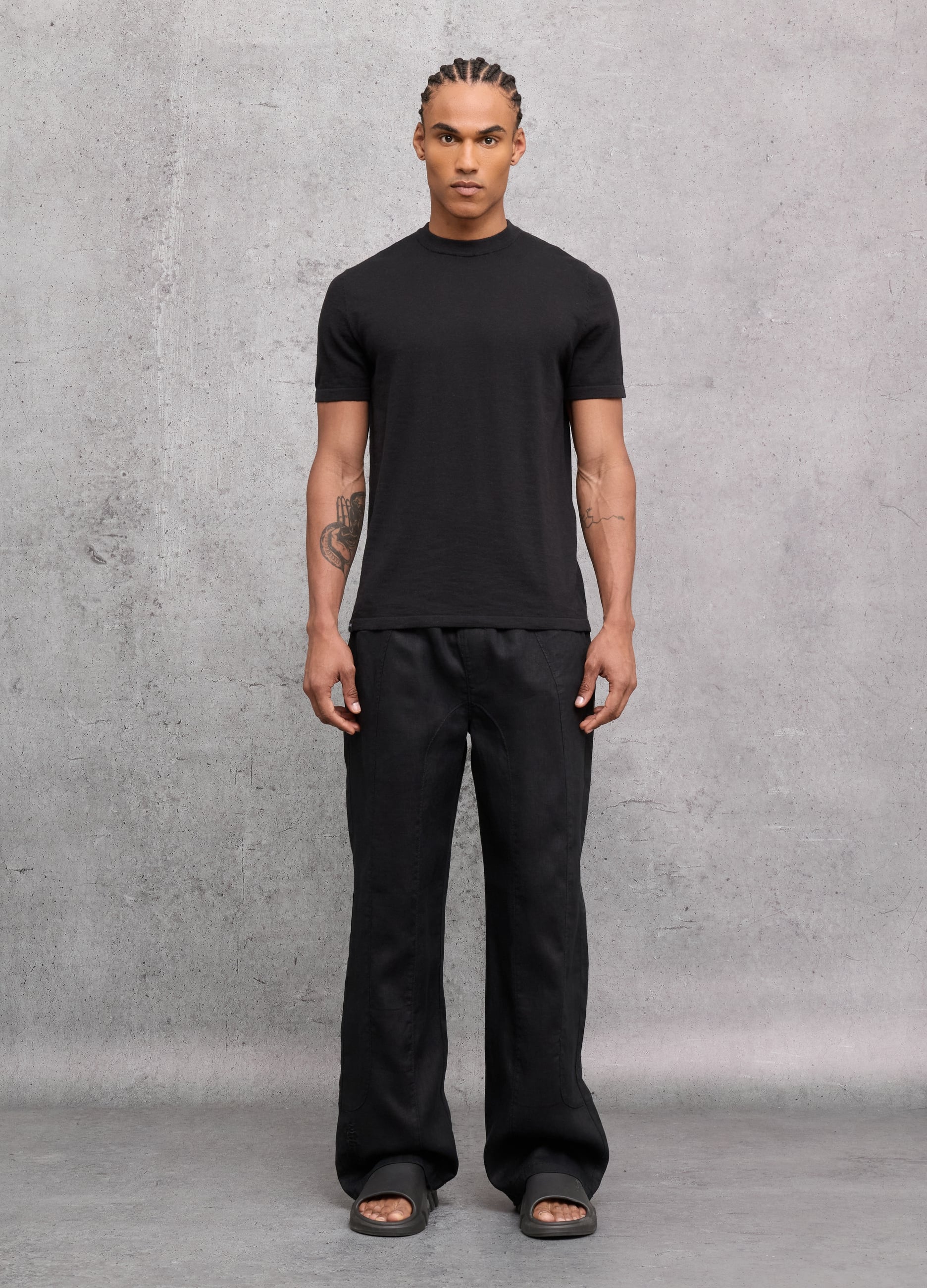 100% Linen Wide Leg Pants Black