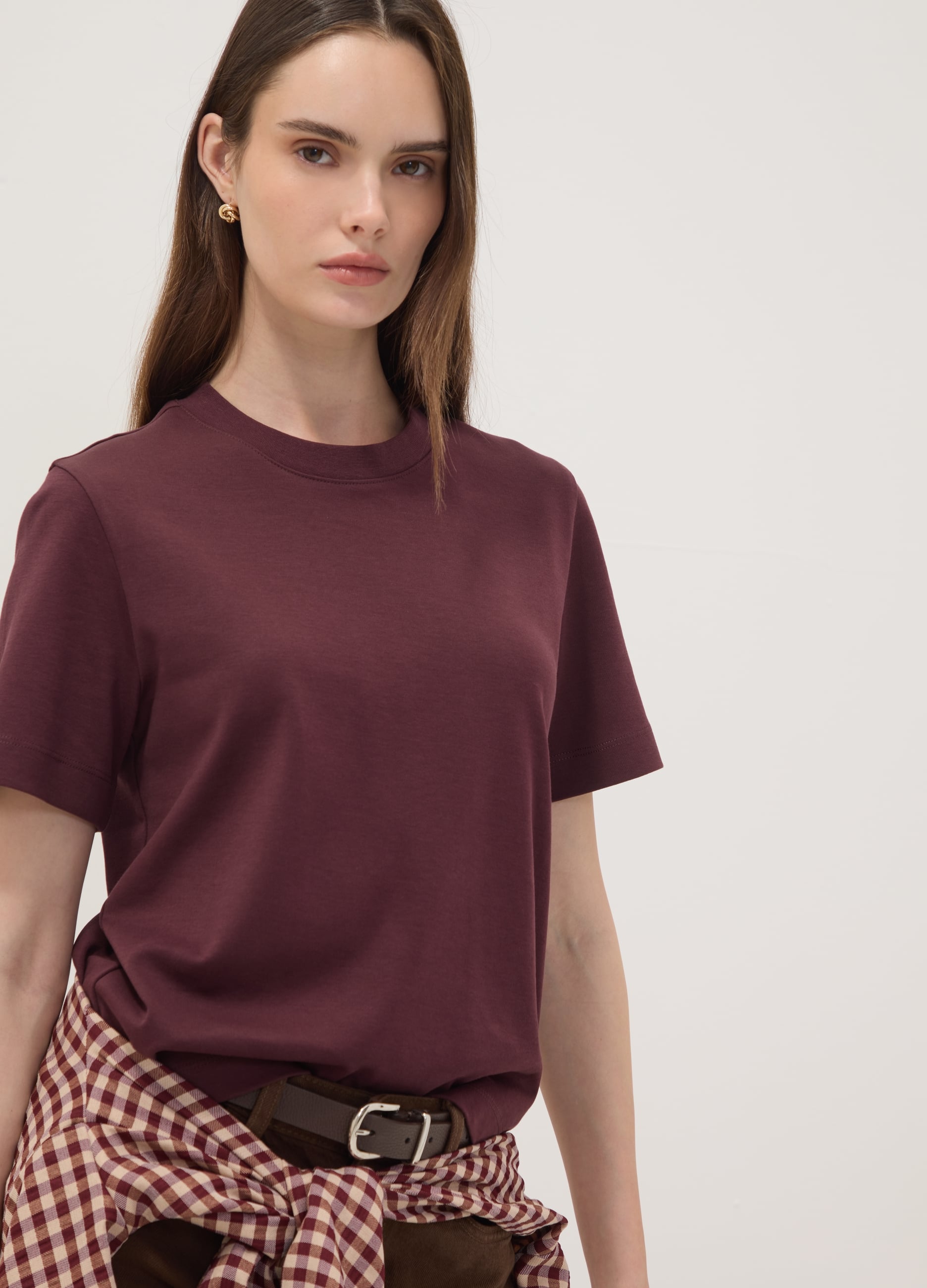 T-shirt Viola In Puro Cotone Relaxed Fit