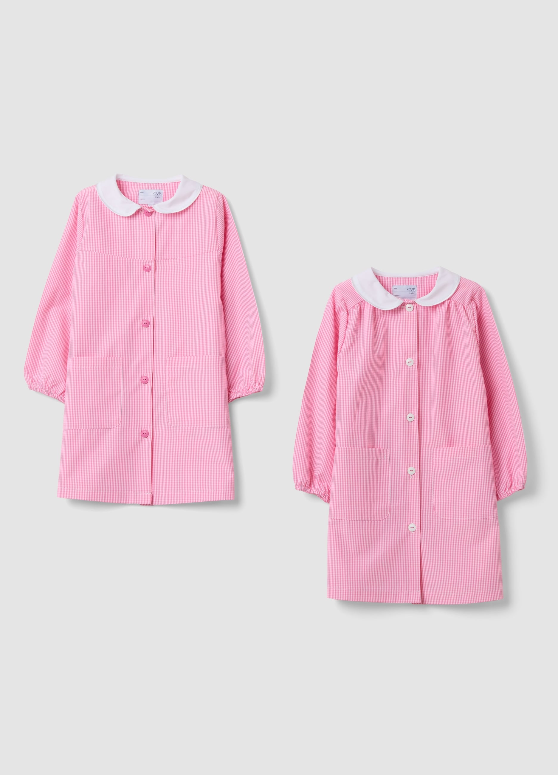 Bipack Di Grembiuli Rosa Da Asilo Con Colletto Bianco Per Bambina