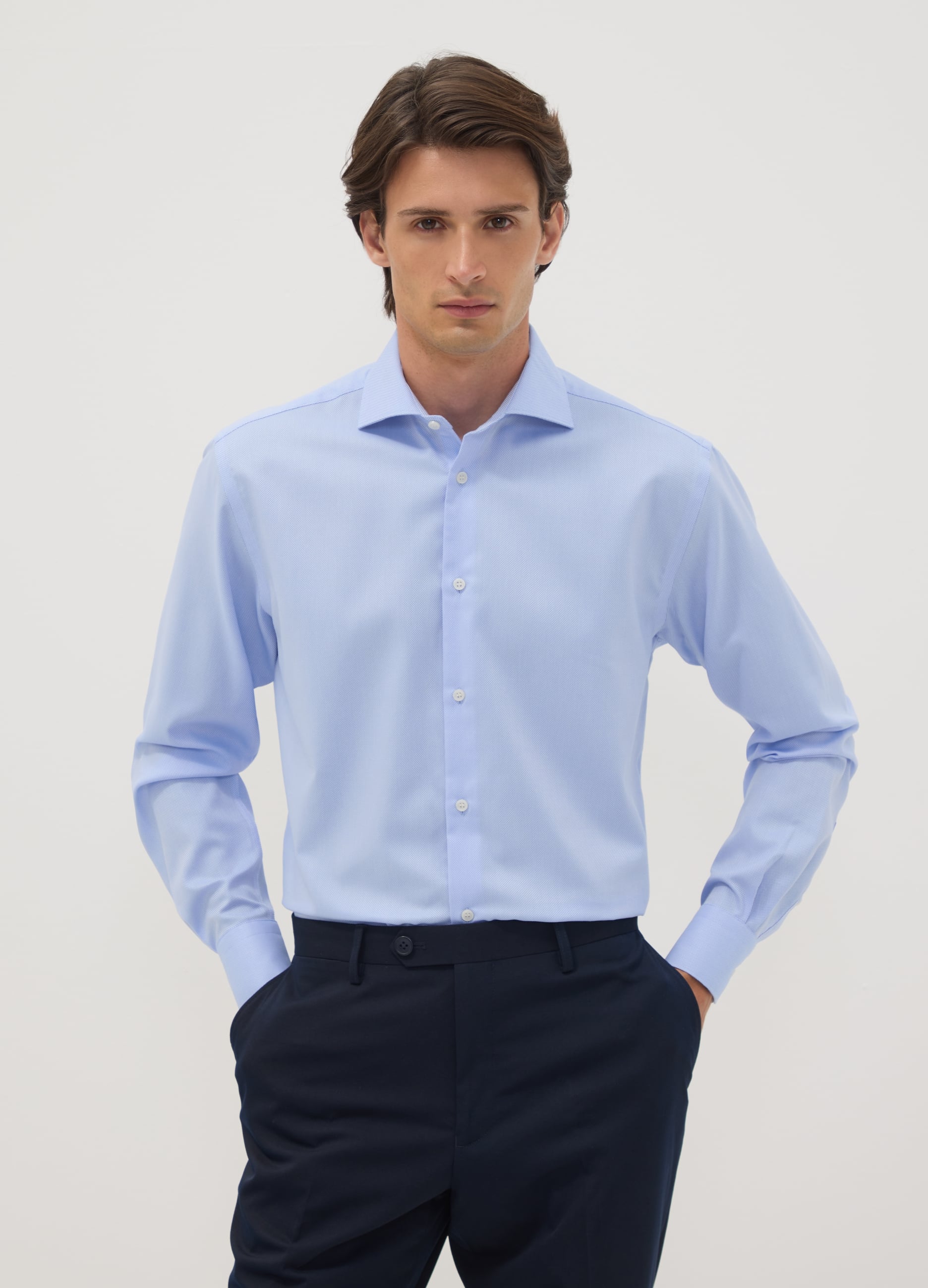 Camicia Azzurra In Puro Cotone No Iron Regular Fit