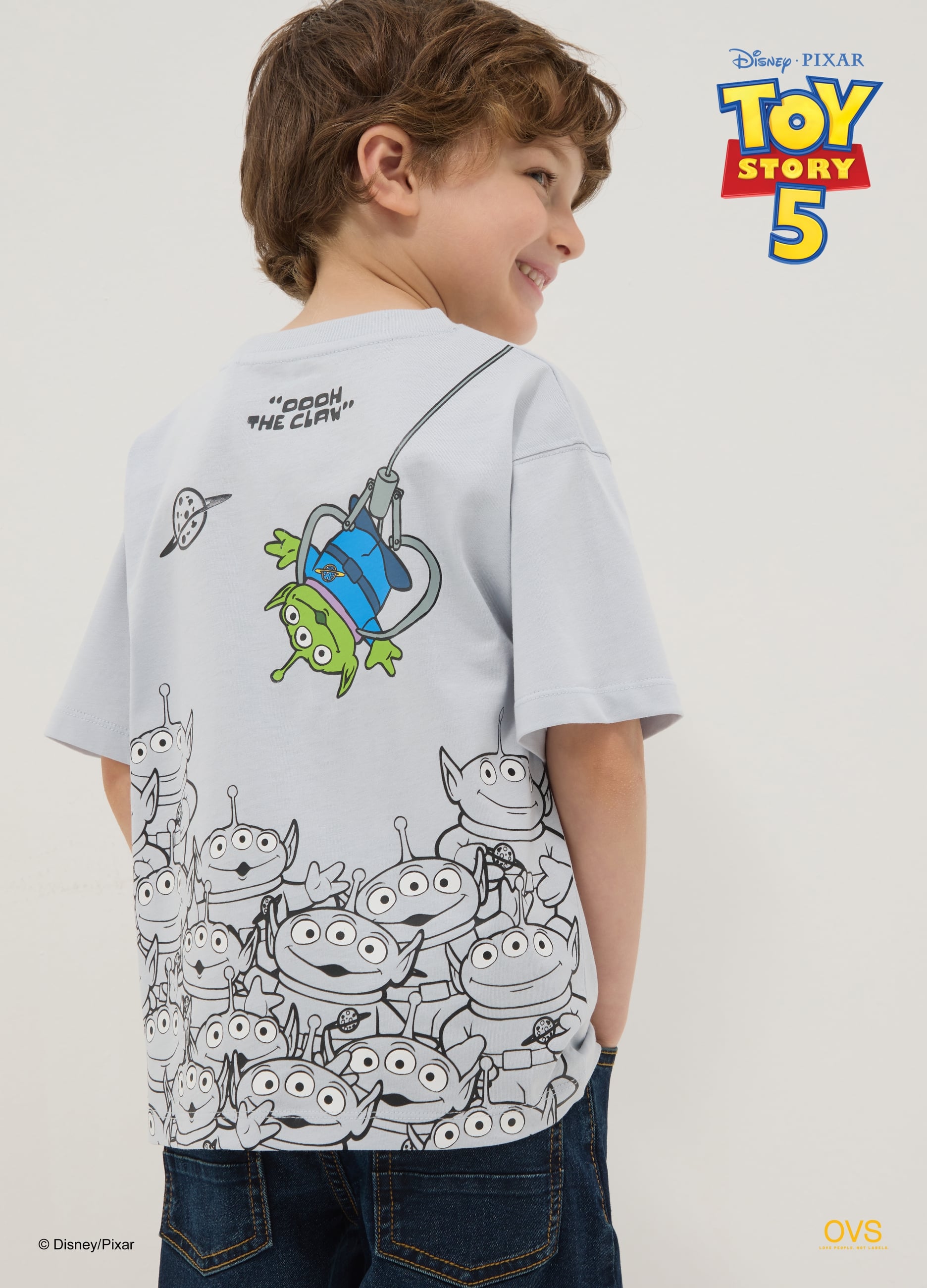 T-shirt Grigia In Puro Cotone Con Stampa Grafica Toy Story Per Bambino